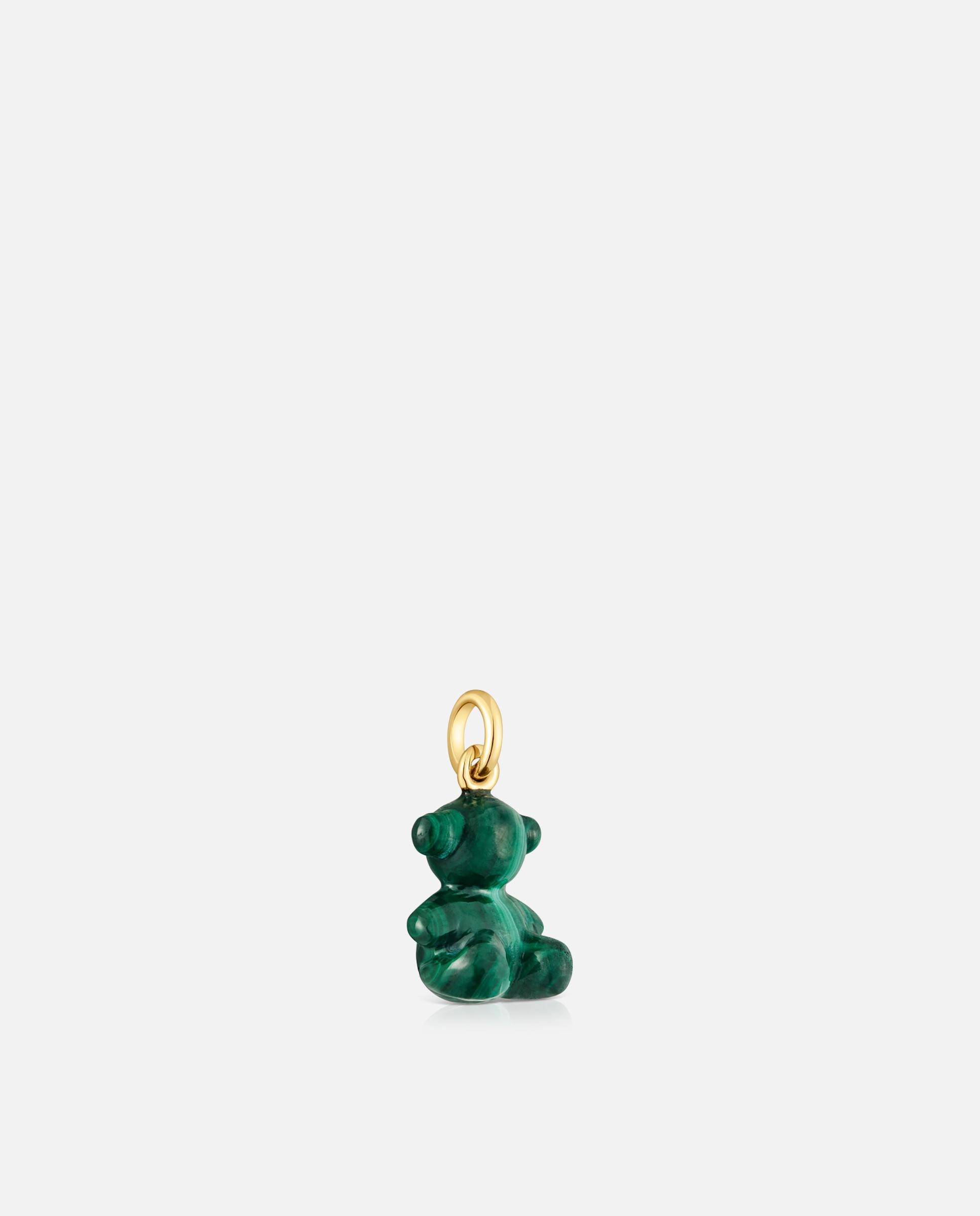 Pendente Bold Bear Urso Pequeno com Malaquita e Ouro 14 Kt Verde-2