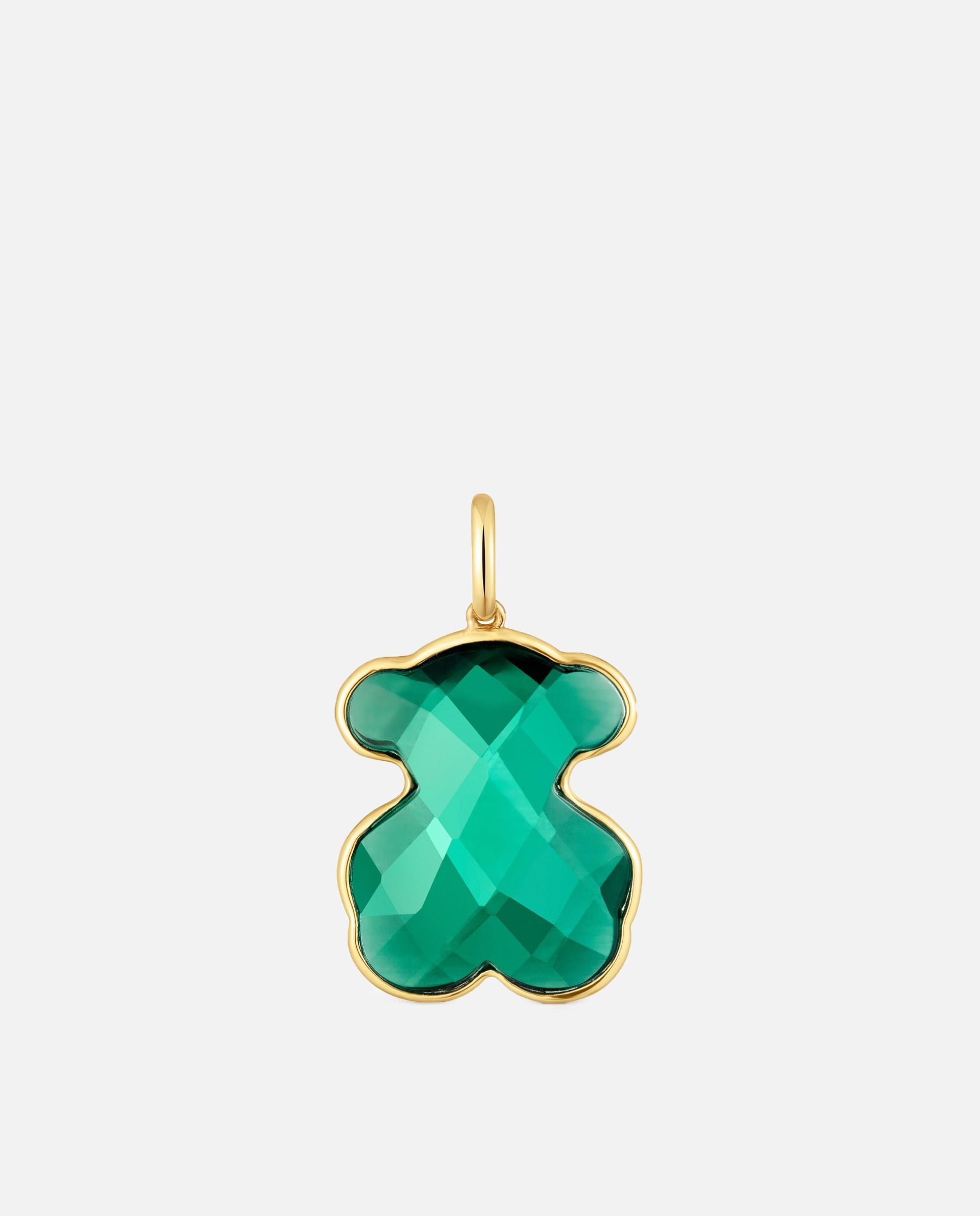 Pendente Icon Color Lgg Urso de Ouro 14 Kt e Esmeralda Criada em Laboratório Verde-escuro-1