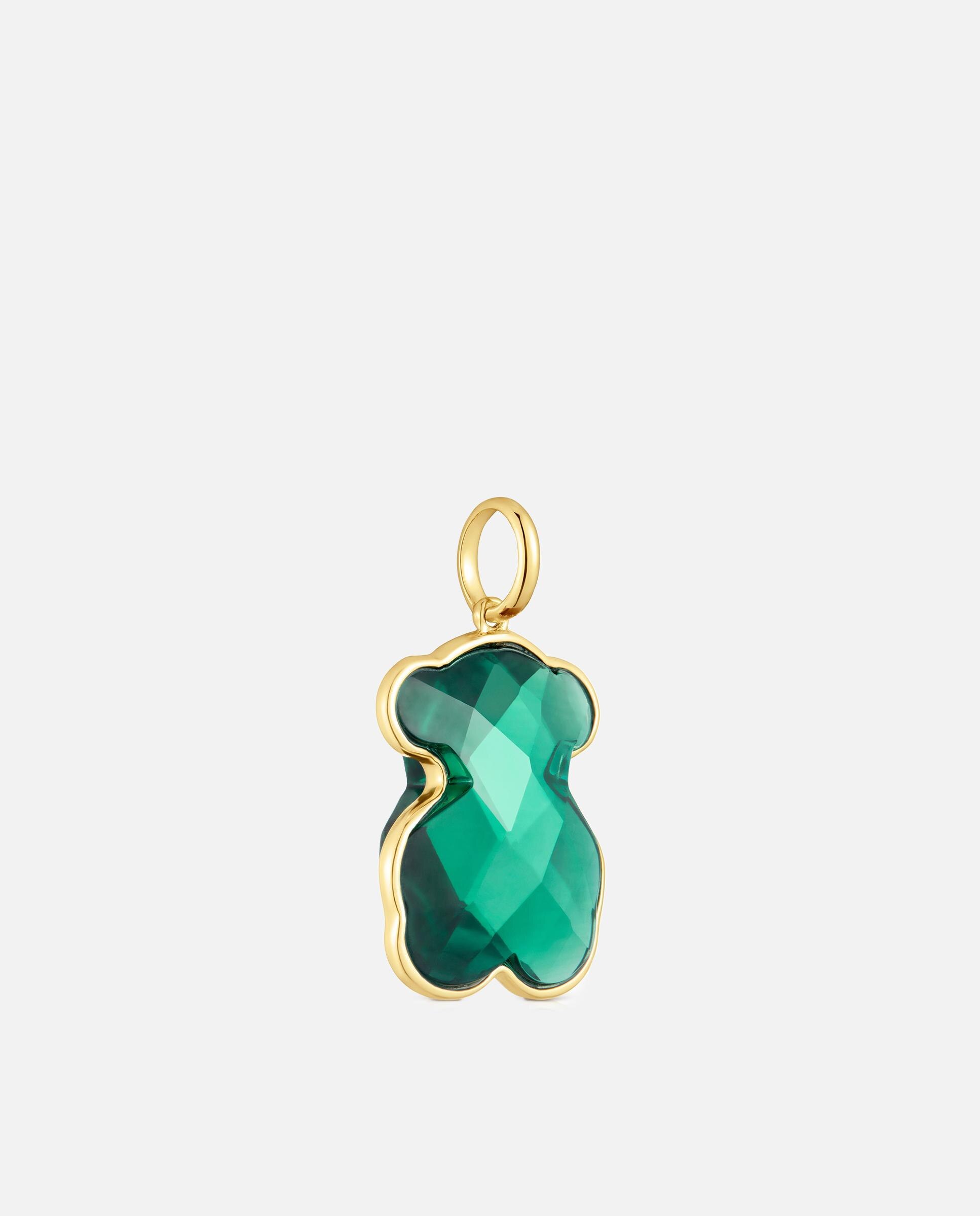 Pendente Icon Color Lgg Urso de Ouro 14 Kt e Esmeralda Criada em Laboratório Verde-escuro-2