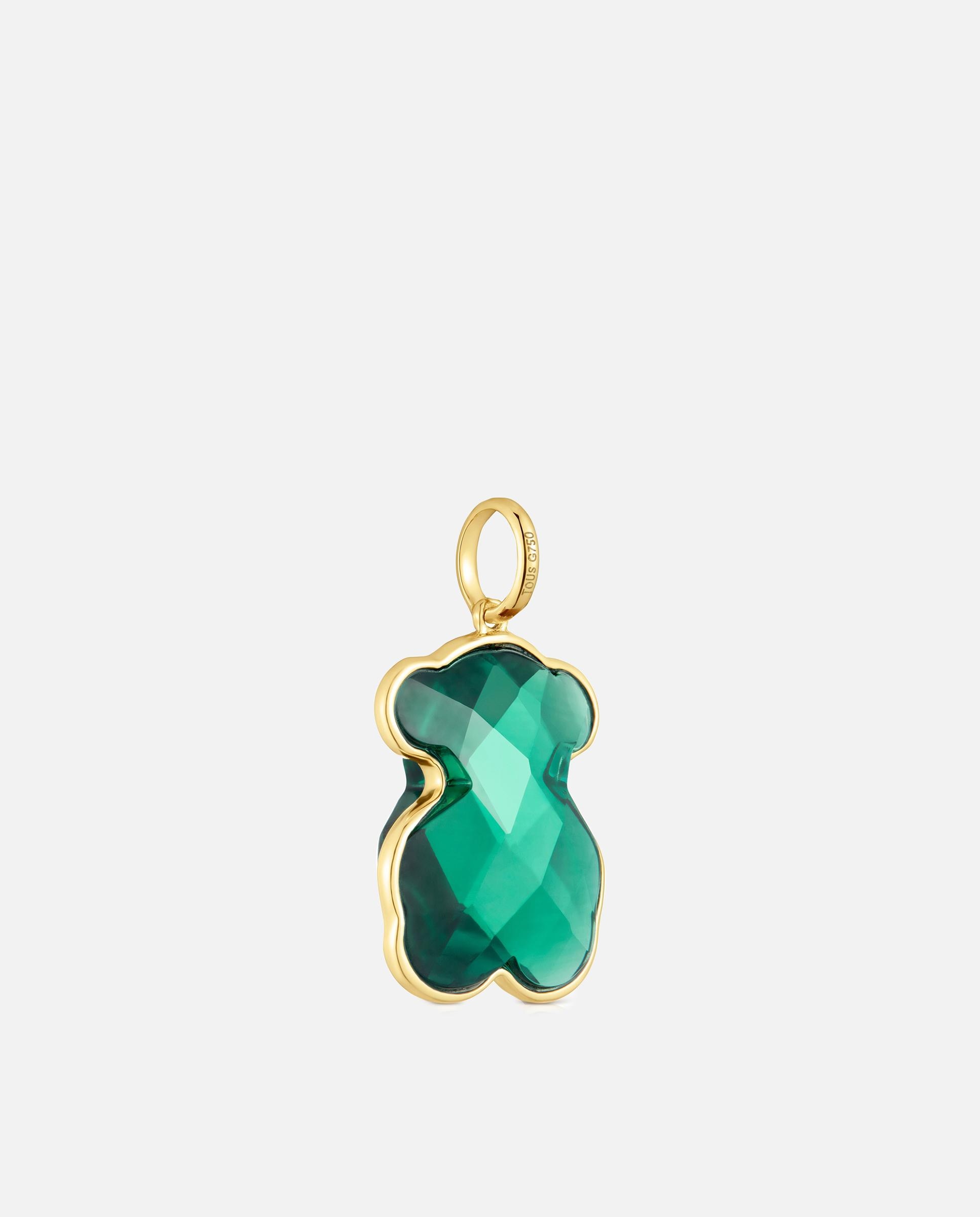 Pendente Icon Color Lgg Urso de Ouro 14 Kt e Esmeralda Criada em Laboratório Verde-escuro-3