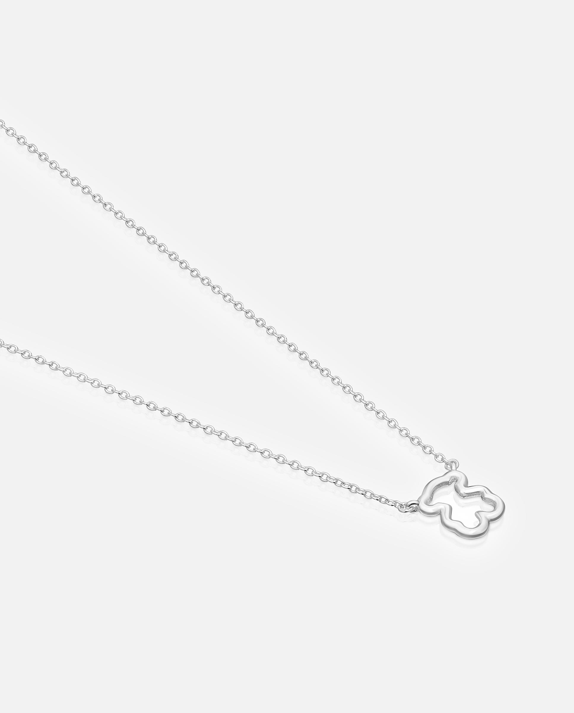 Corrente com Pendentes New Silueta Curto de Prata com Urso Prateado-2
