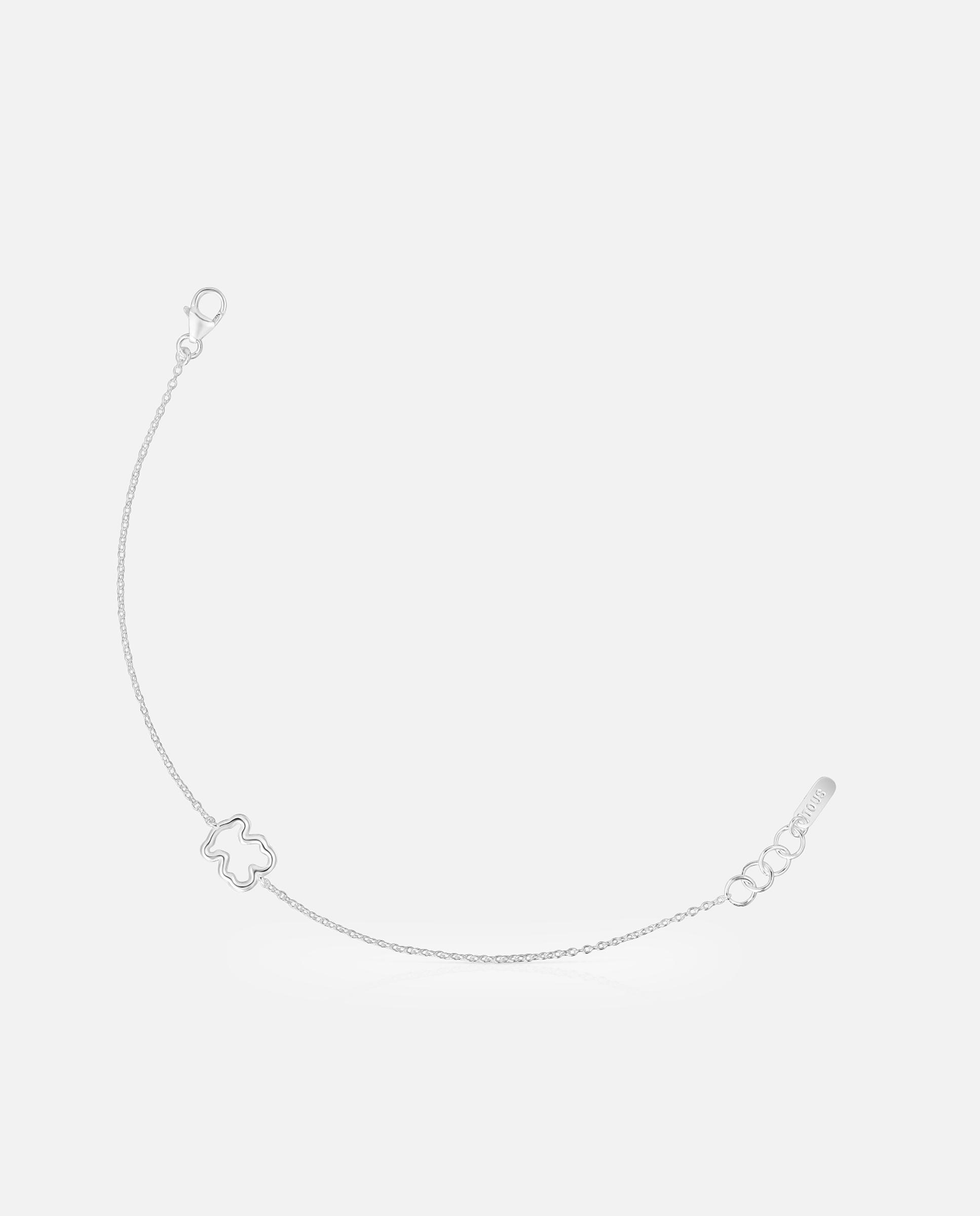 Pulseira de Corrente New Silueta de Prata com Urso Prateado-1