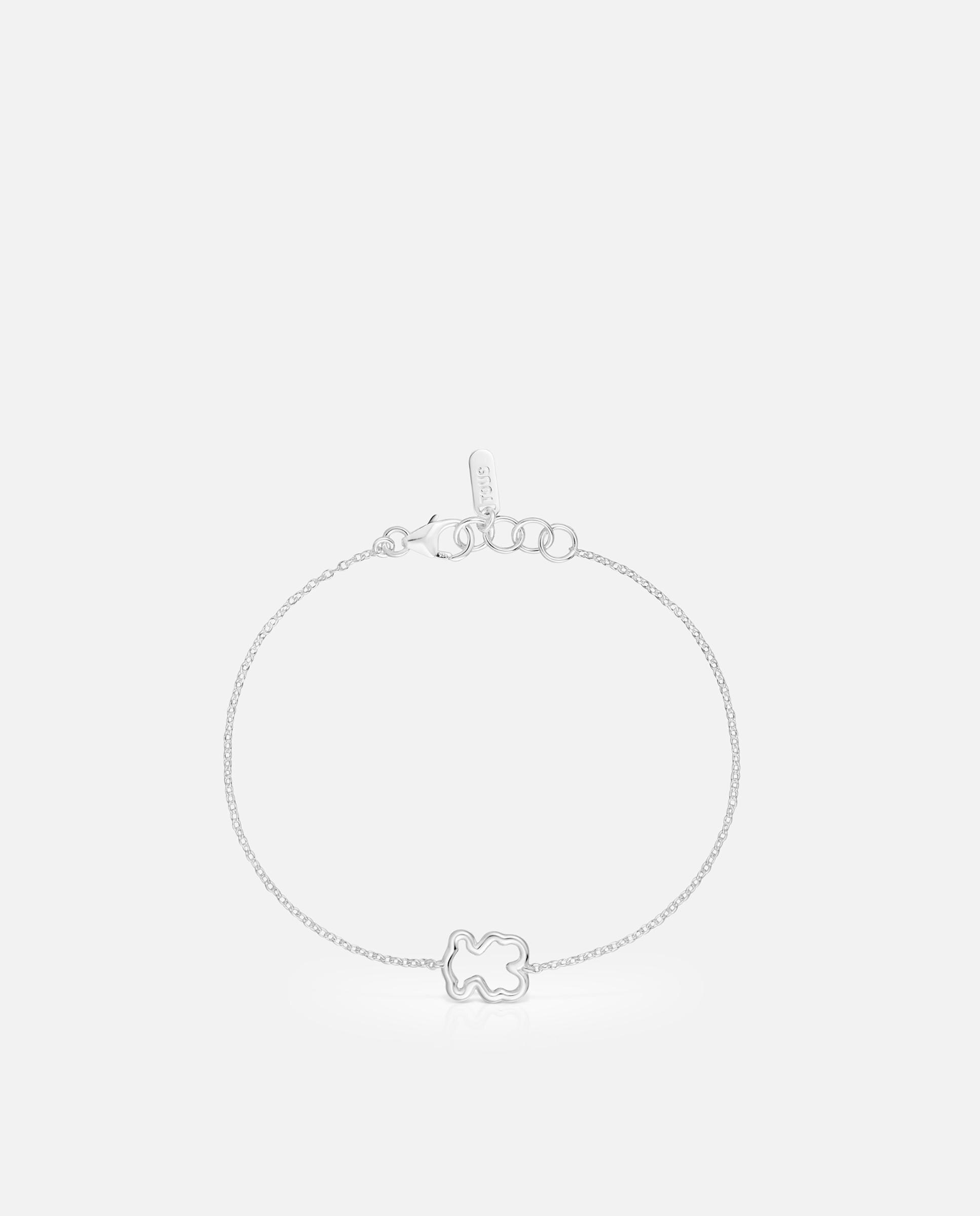 Pulseira de Corrente New Silueta de Prata com Urso Prateado-2
