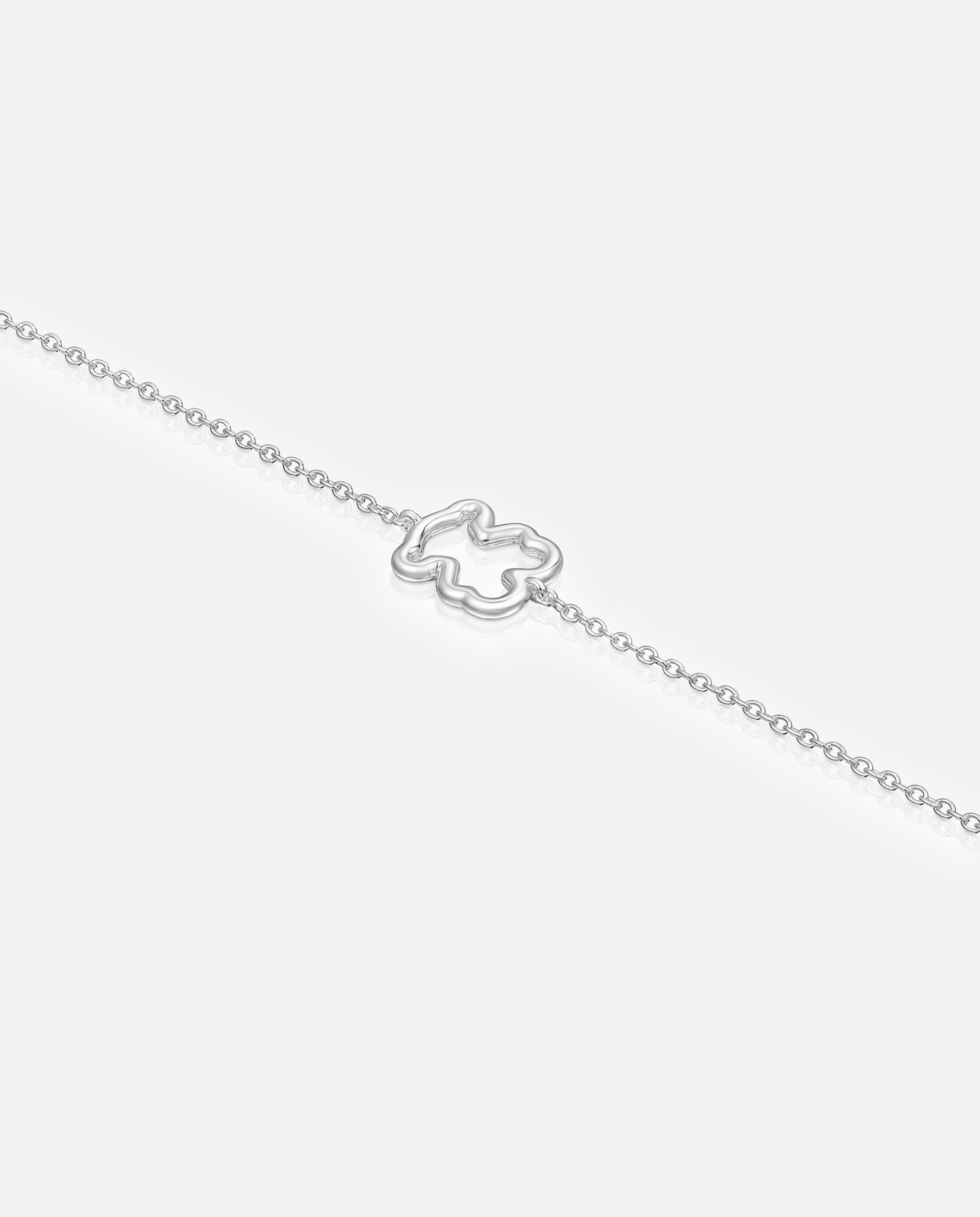 Pulseira de Corrente New Silueta de Prata com Urso Prateado-3
