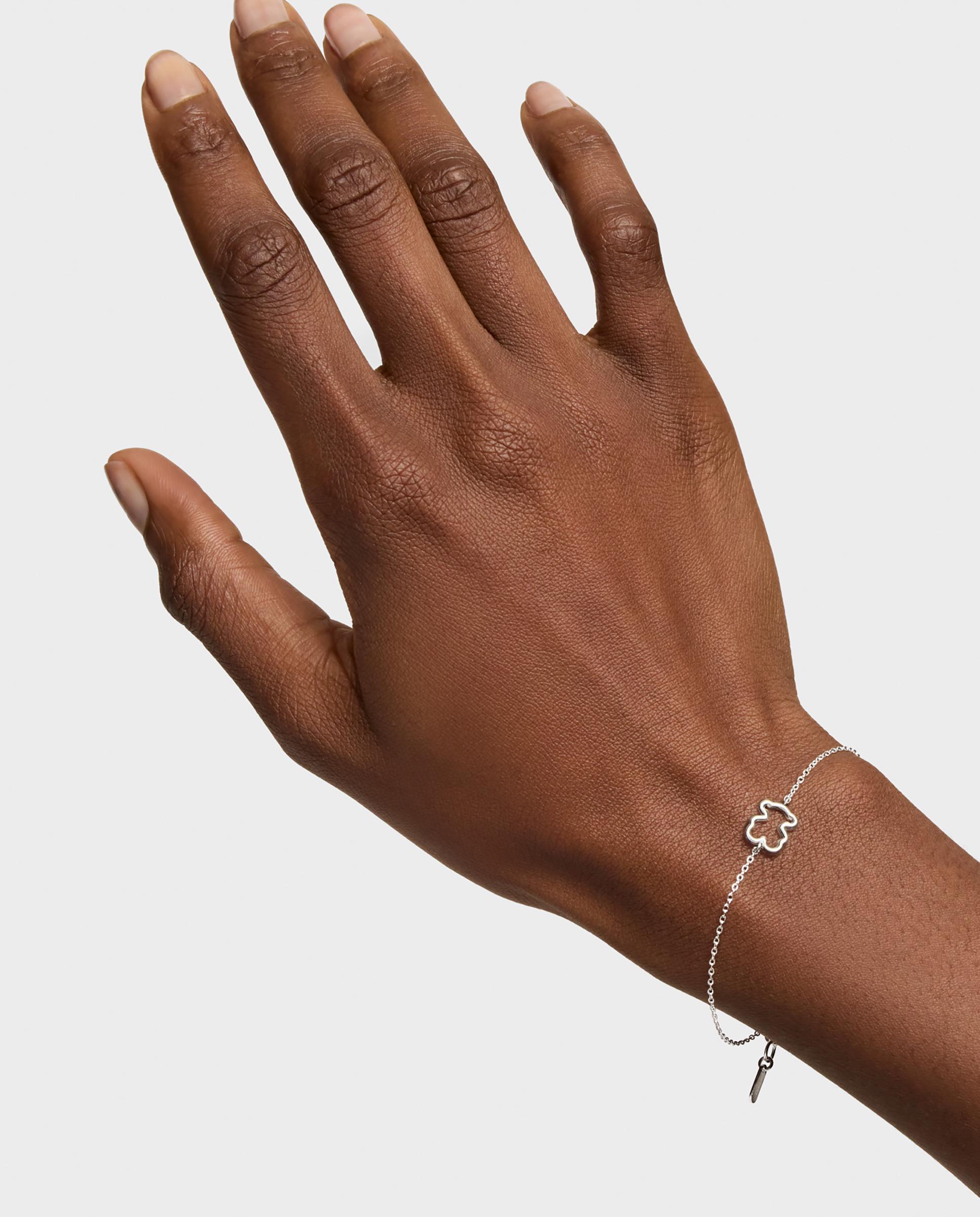 Pulseira de Corrente New Silueta de Prata com Urso Prateado-5