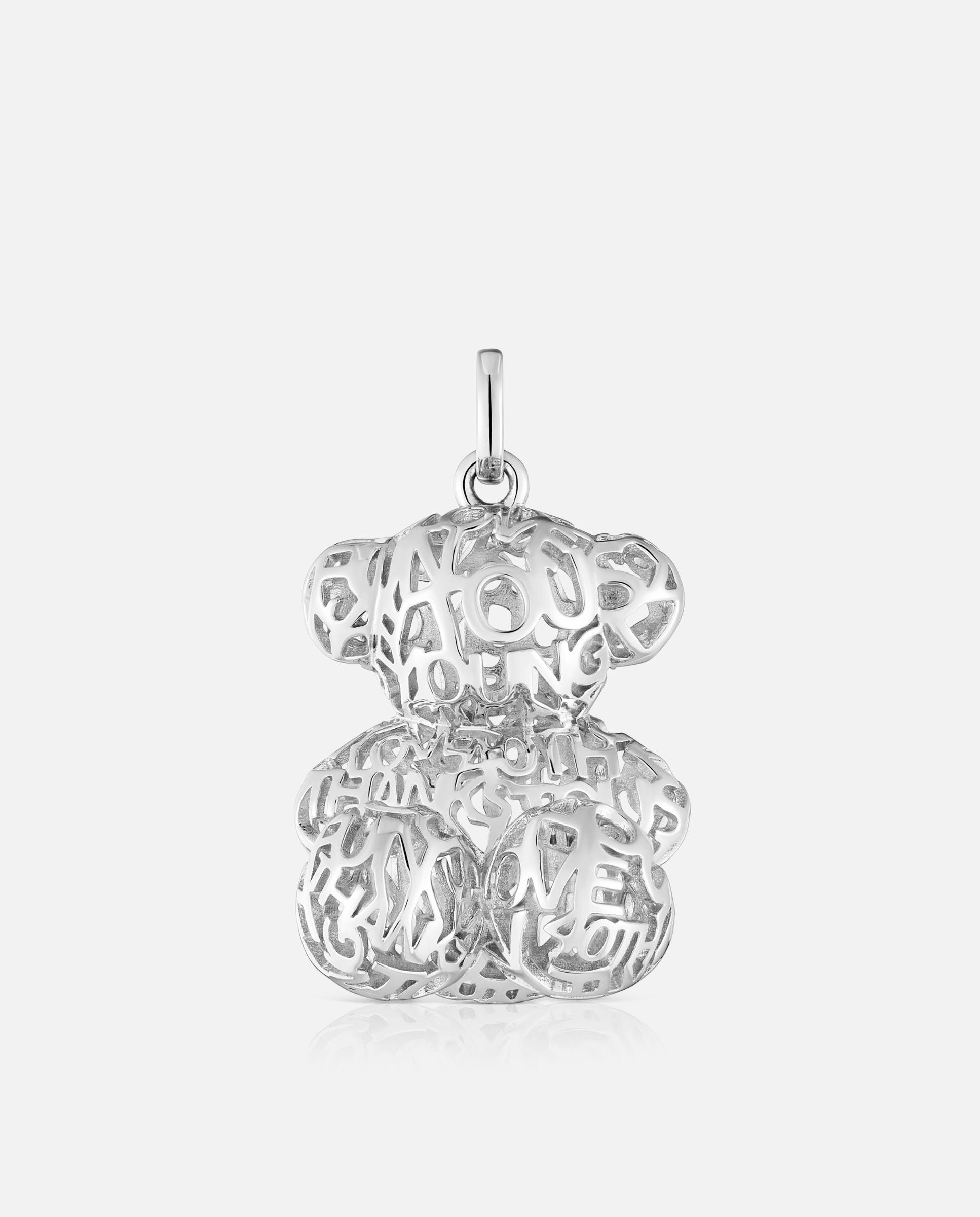 Pendentes Bold Bear Urso Perfurado de Prata 26 Mm Prateado-1