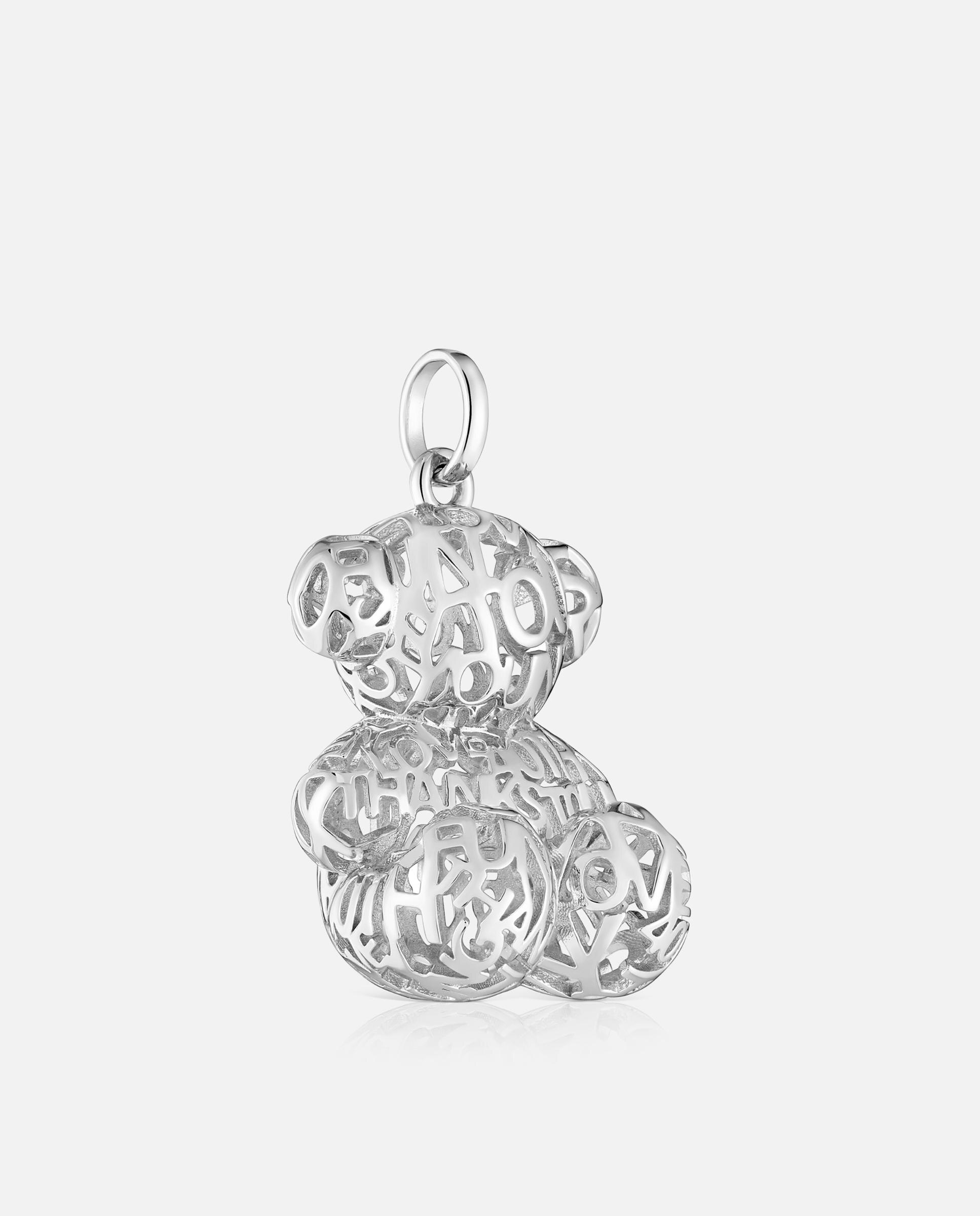 Pendentes Bold Bear Urso Perfurado de Prata 26 Mm Prateado-2