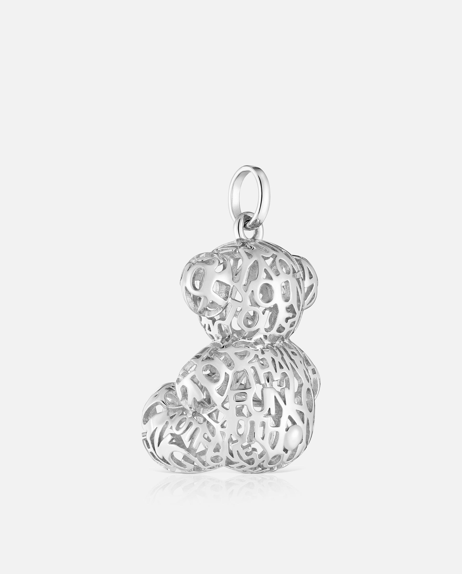 Pendentes Bold Bear Urso Perfurado de Prata 26 Mm Prateado-3