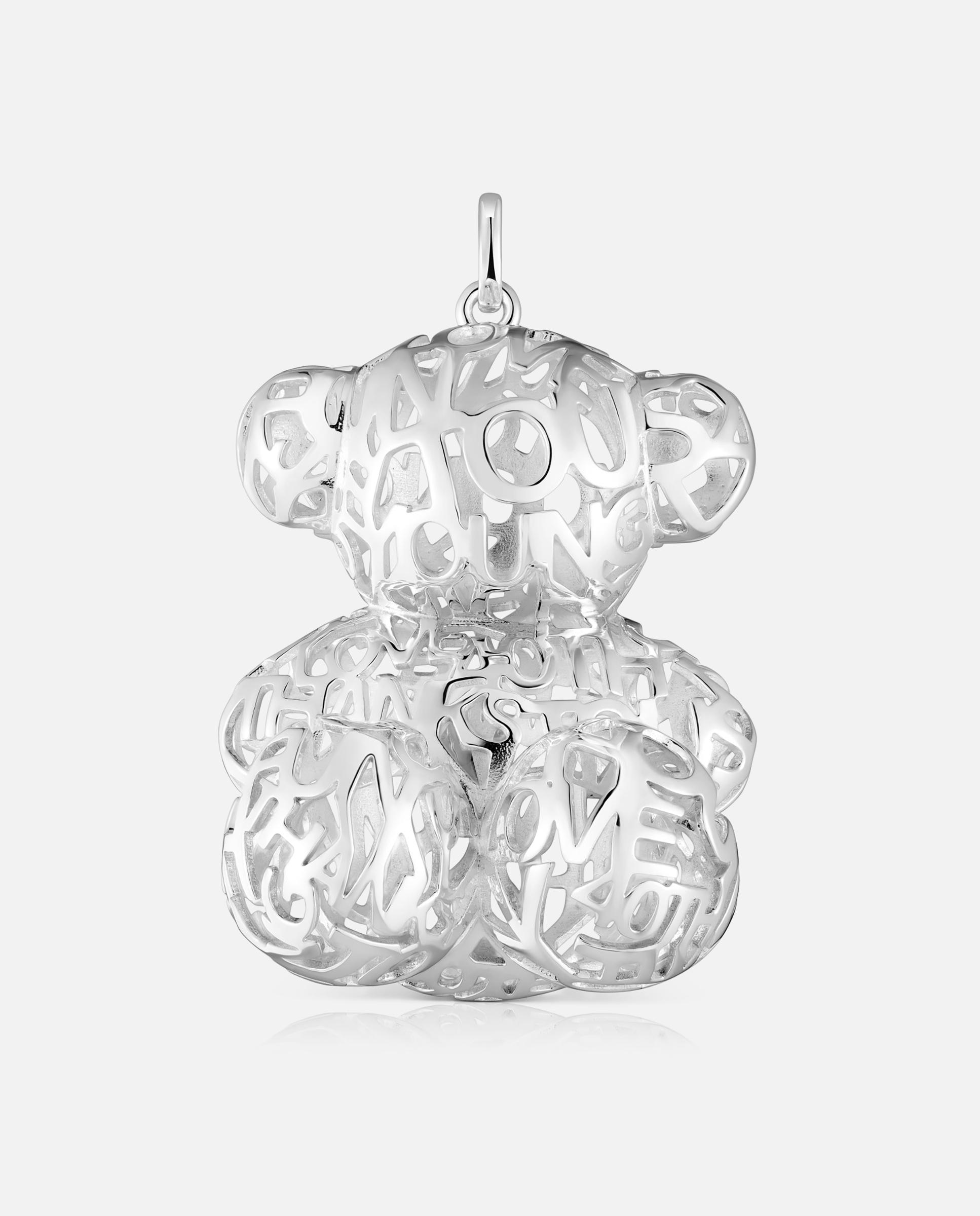 Pendente Bold Bear Urso Perfurado de Prata 40 Mm Prateado-1