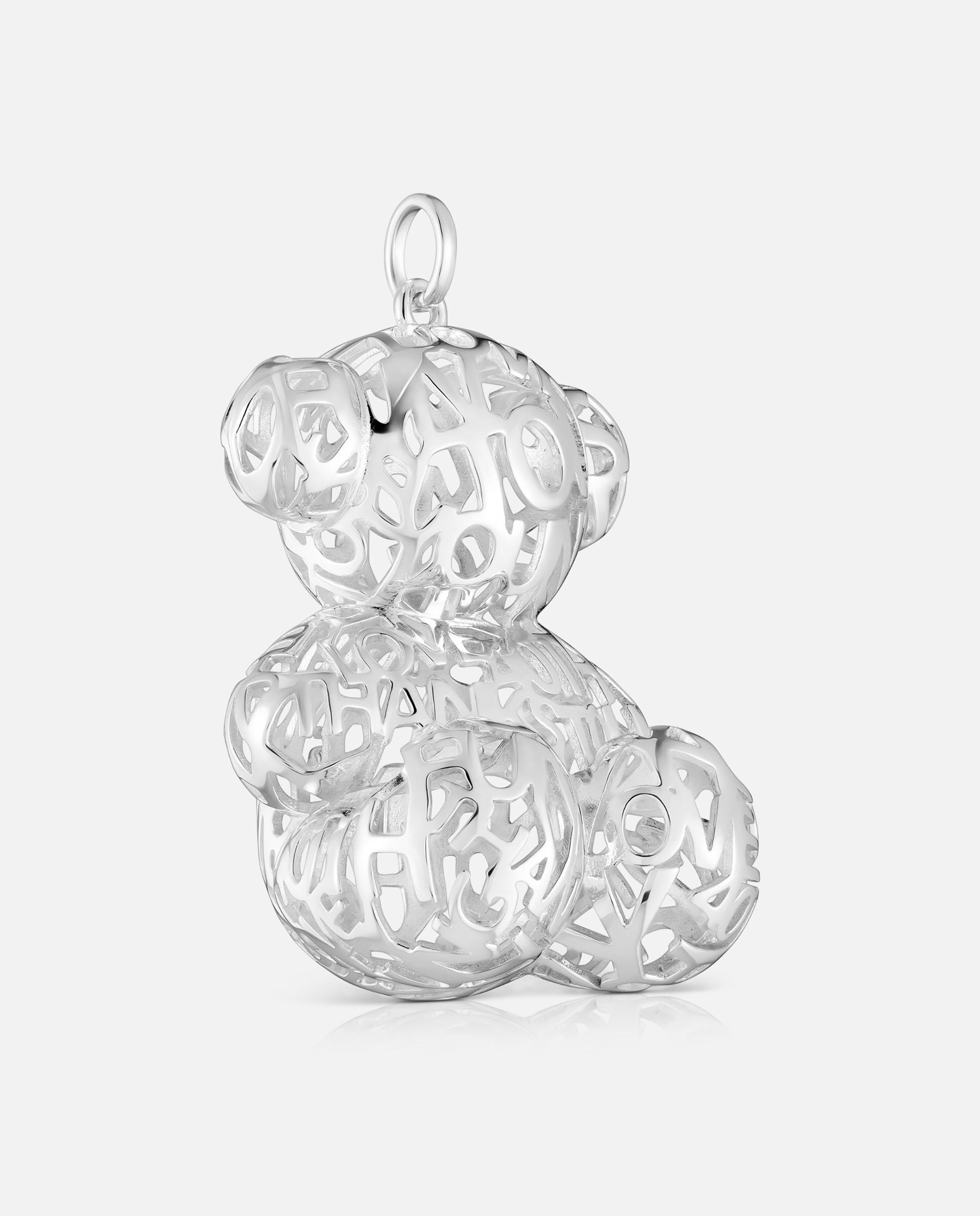 Pendente Bold Bear Urso Perfurado de Prata 40 Mm Prateado-2