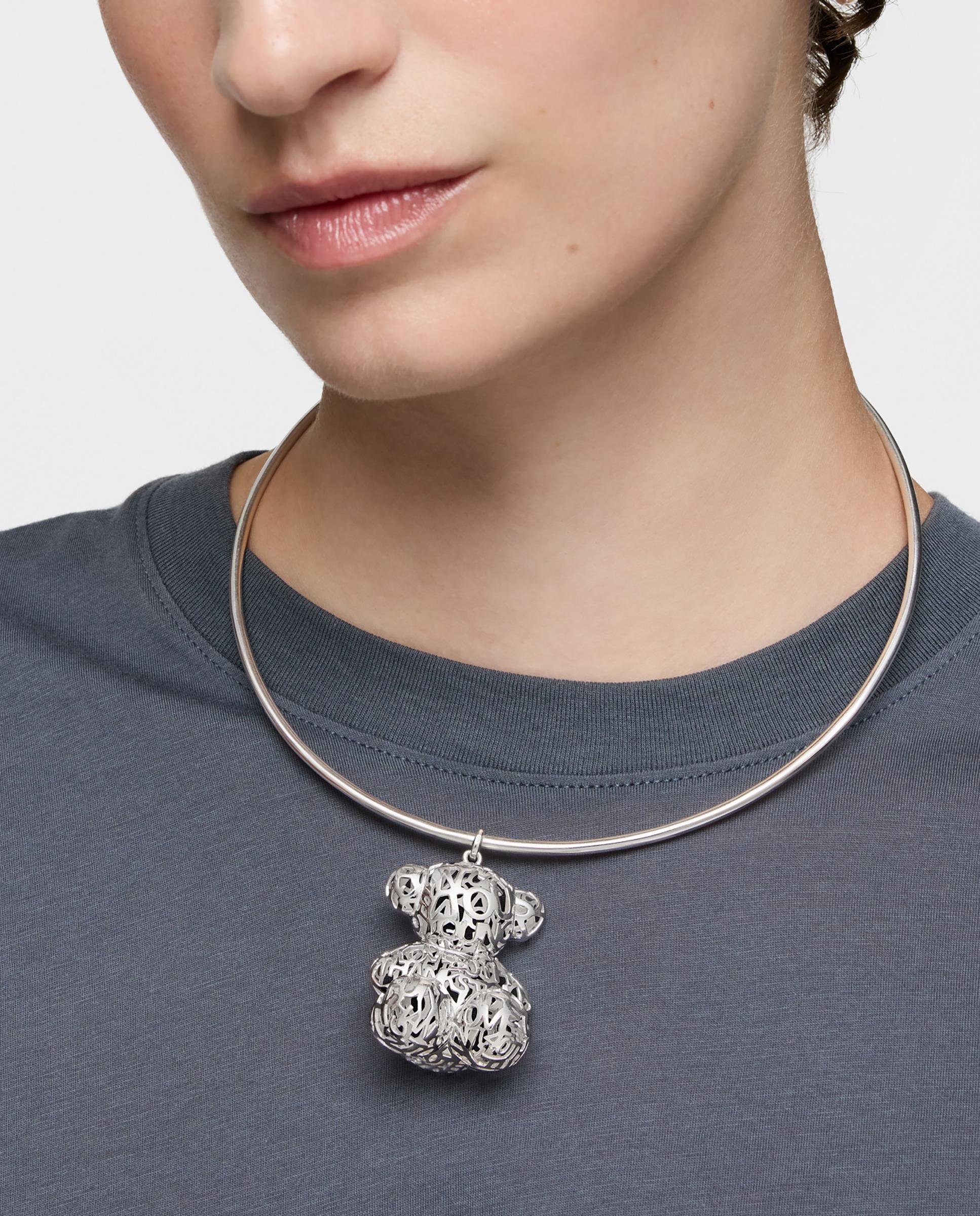 Pendente Bold Bear Urso Perfurado de Prata 40 Mm Prateado-6