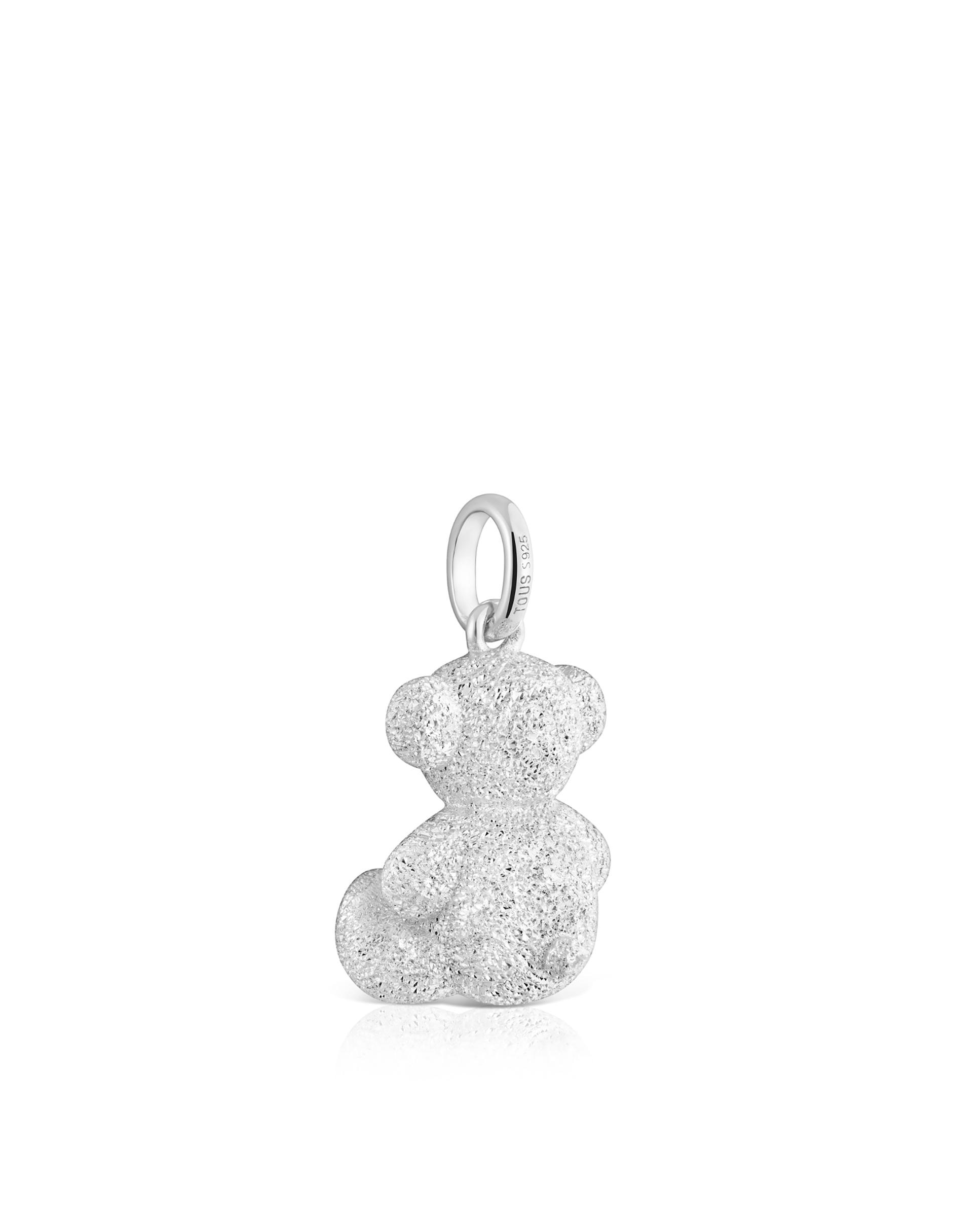 Pendente Bold Bear Urso Médio de Prata Diamantada Prateado-3