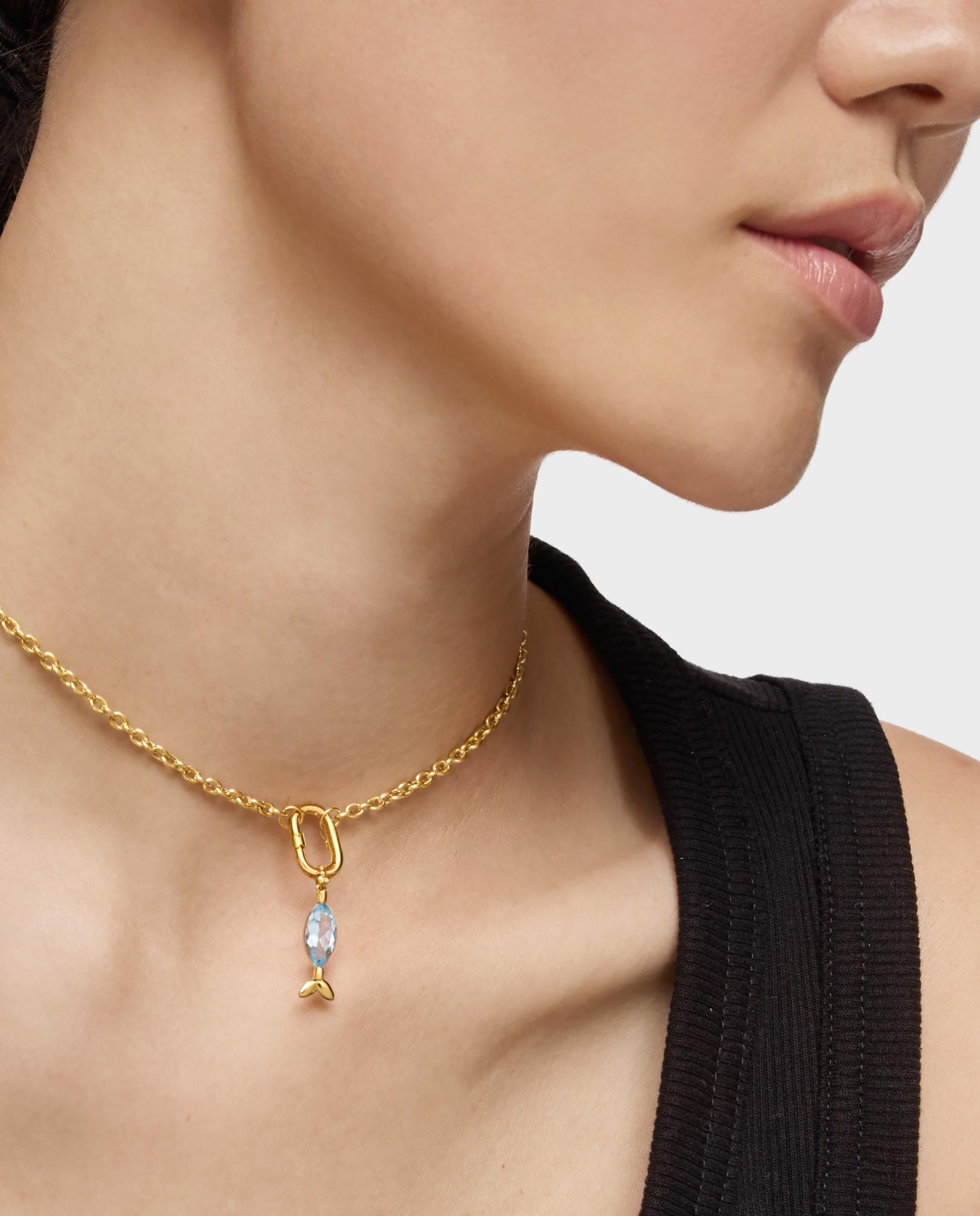 Pendentes Medallions de Ouro 14 Kt e Topázio Azul-claro-6