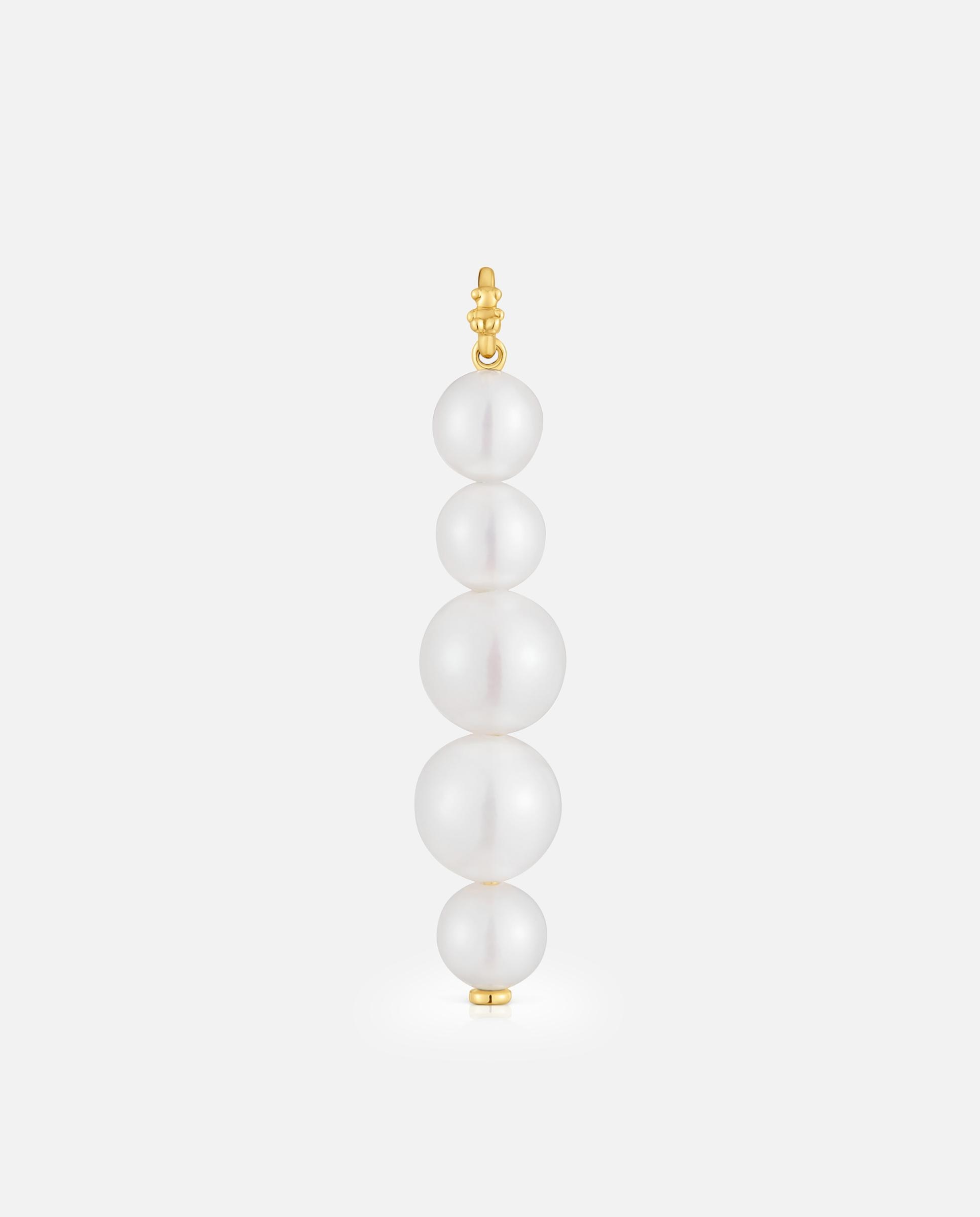 Pendente Medallions Comprido de Ouro 14 Kt e Pérolas Cultivadas Branco-1
