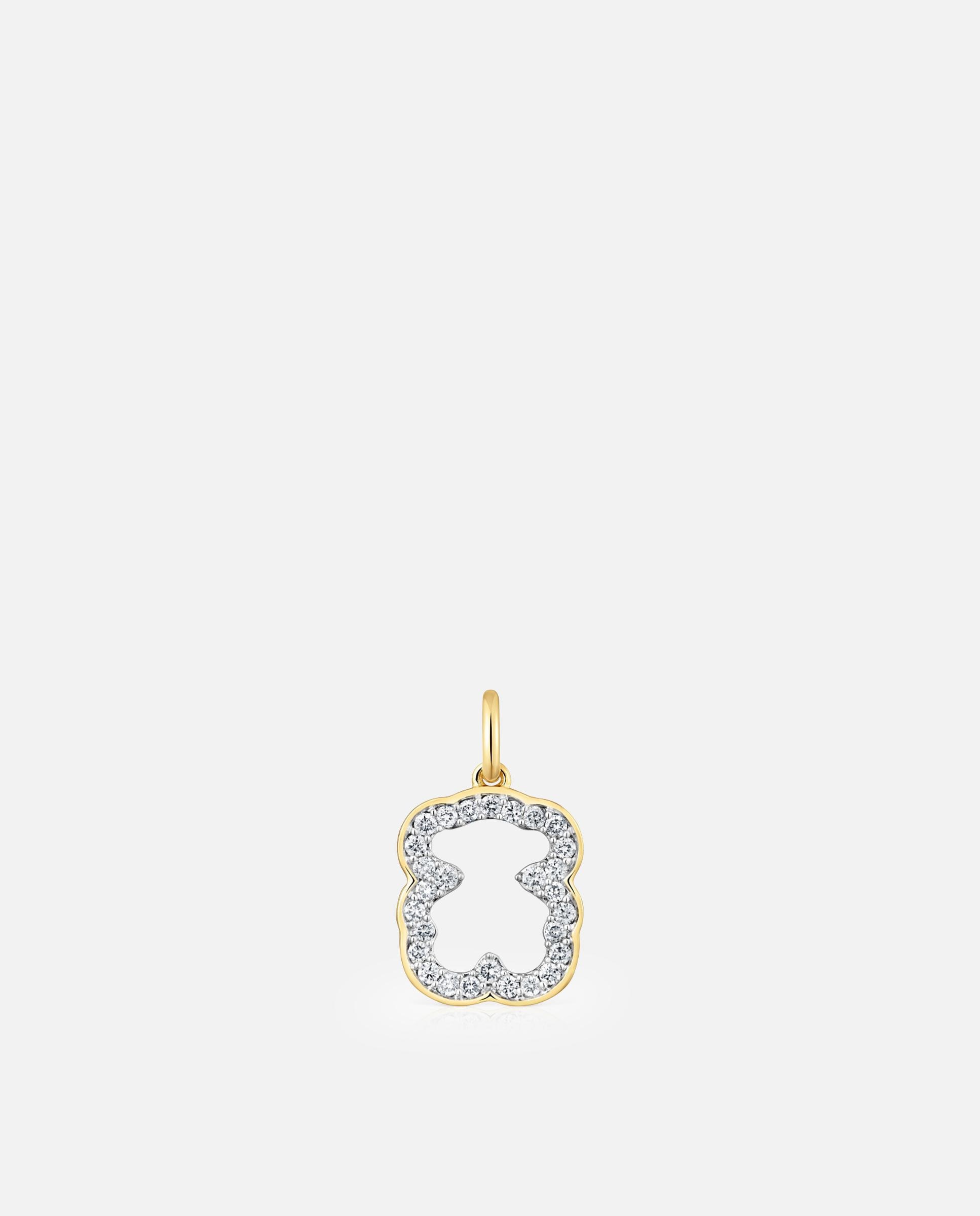 Pendente Medallions Urso de Ouro 14 Kt e Diamantes Branco-1