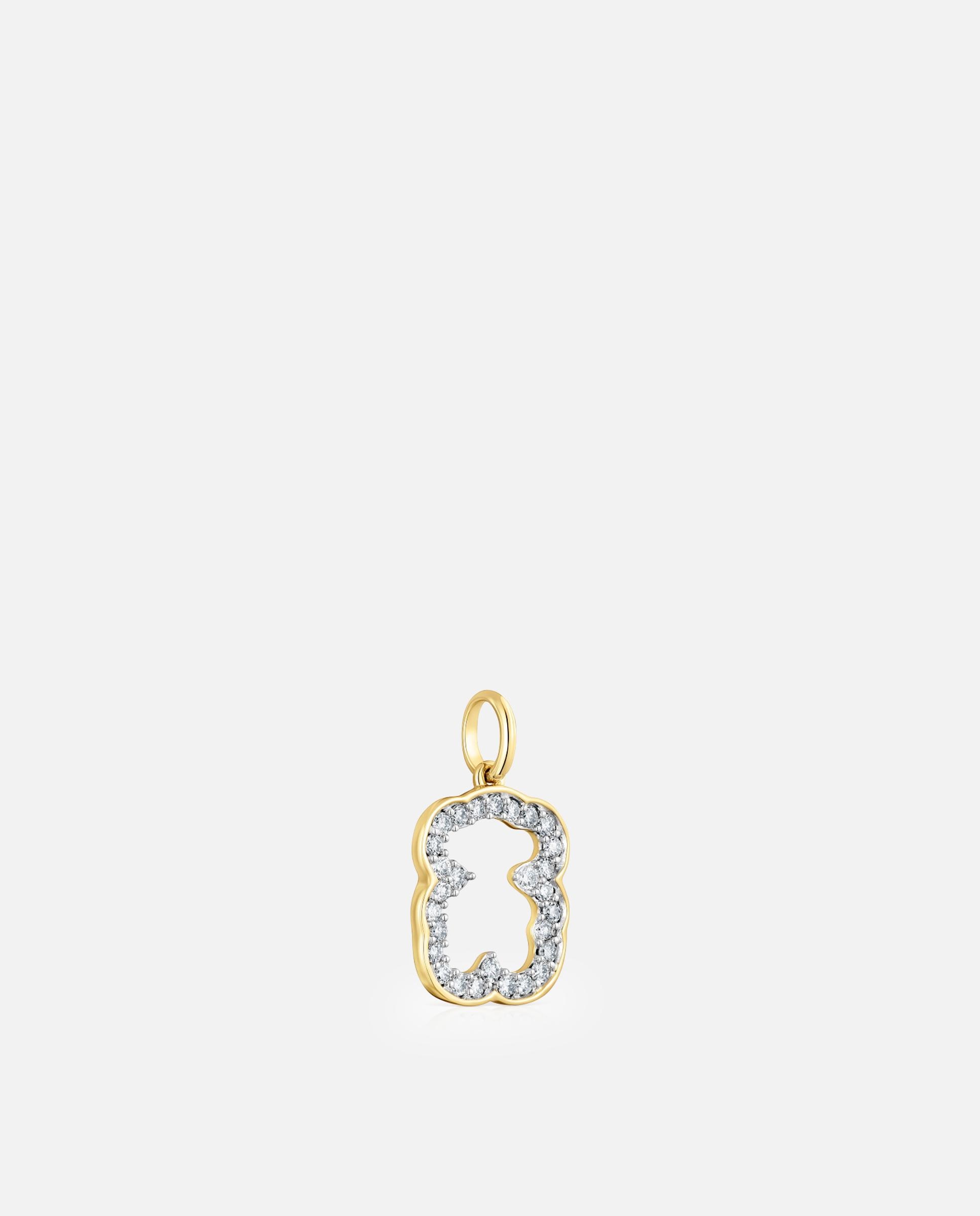 Pendente Medallions Urso de Ouro 14 Kt e Diamantes Branco-2
