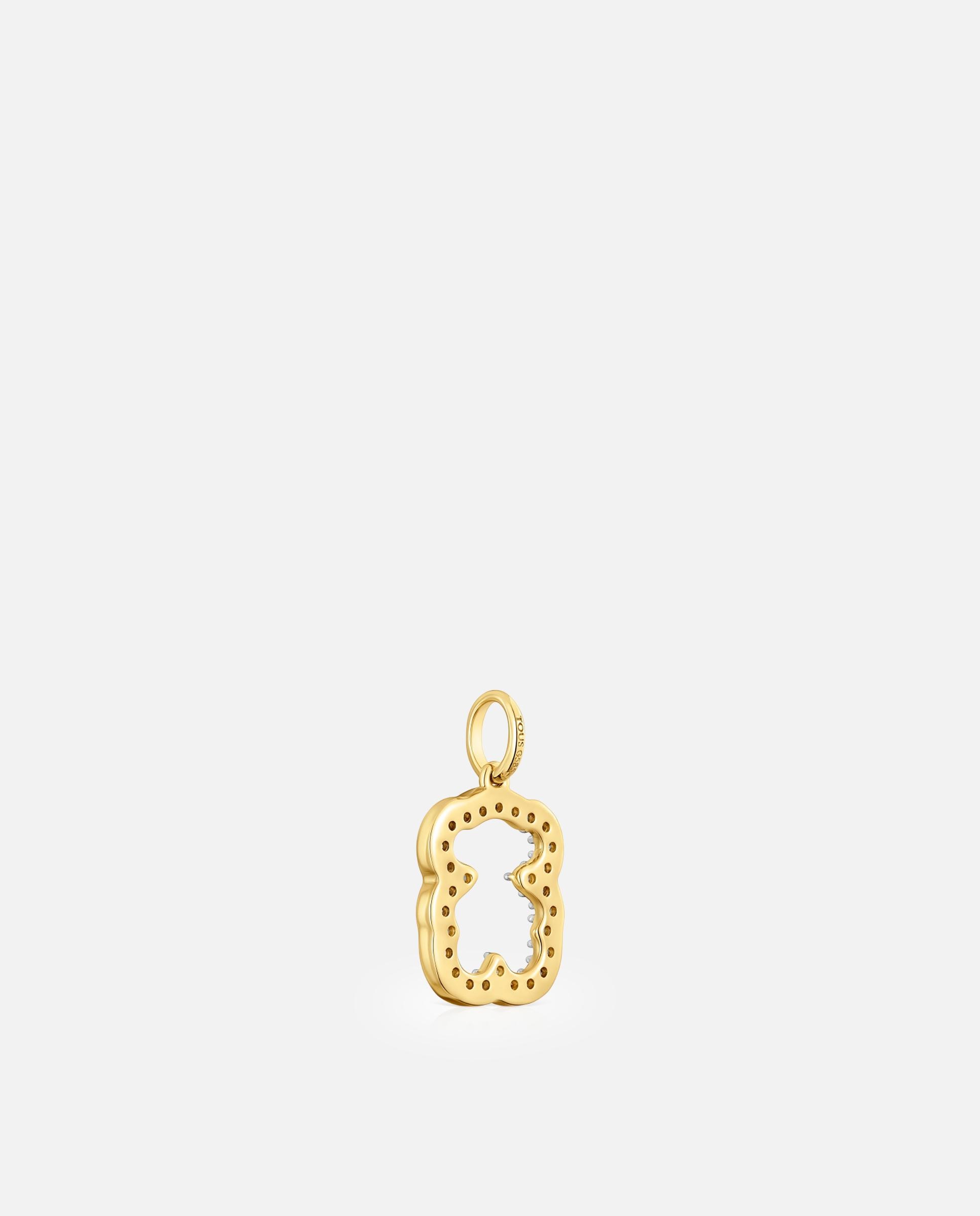 Pendente Medallions Urso de Ouro 14 Kt e Diamantes Branco-3