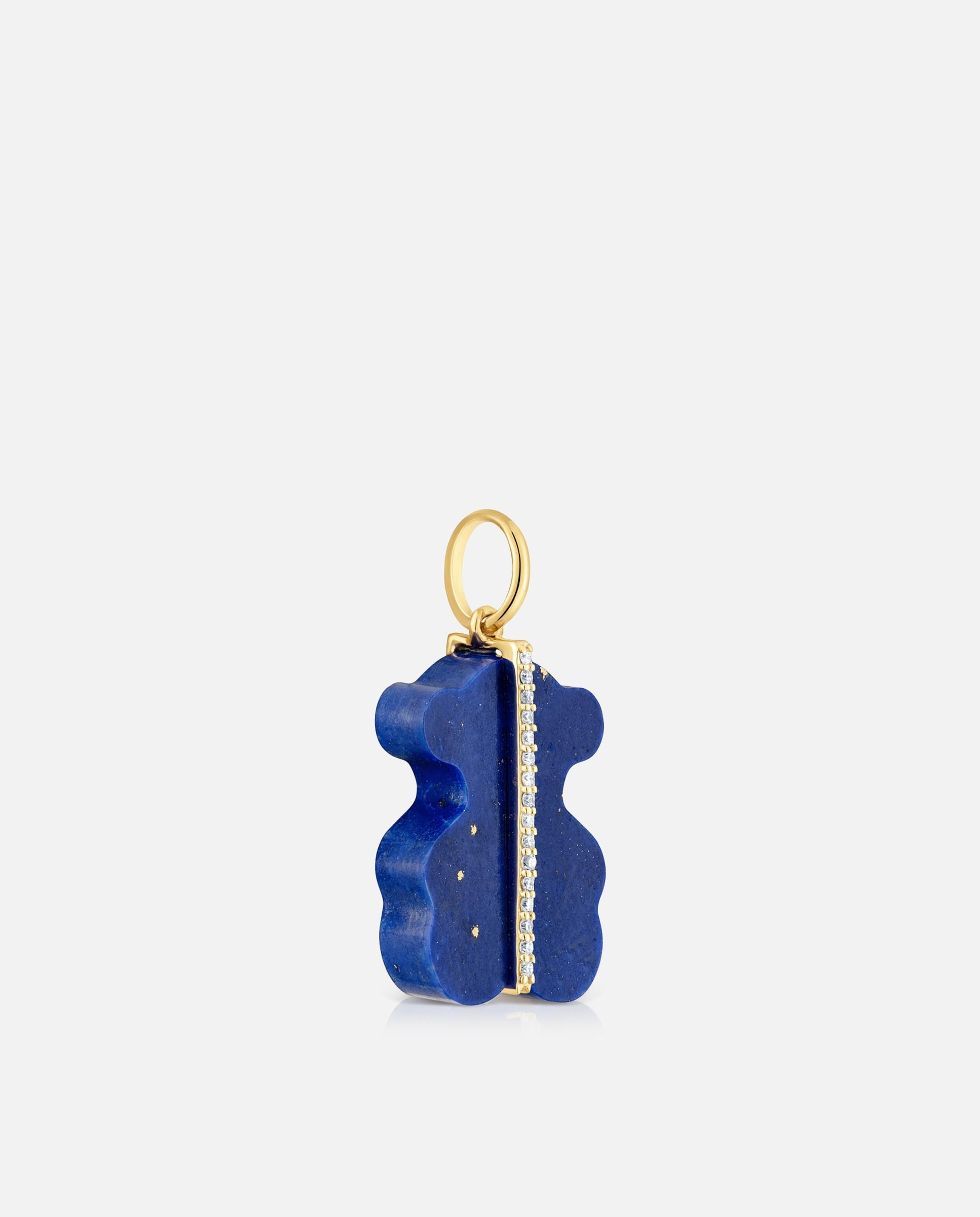 Pendentes Sweet Dolls Urso com Diamantes, Lápis-lazúli e Ouro 14 Kt Azul-2