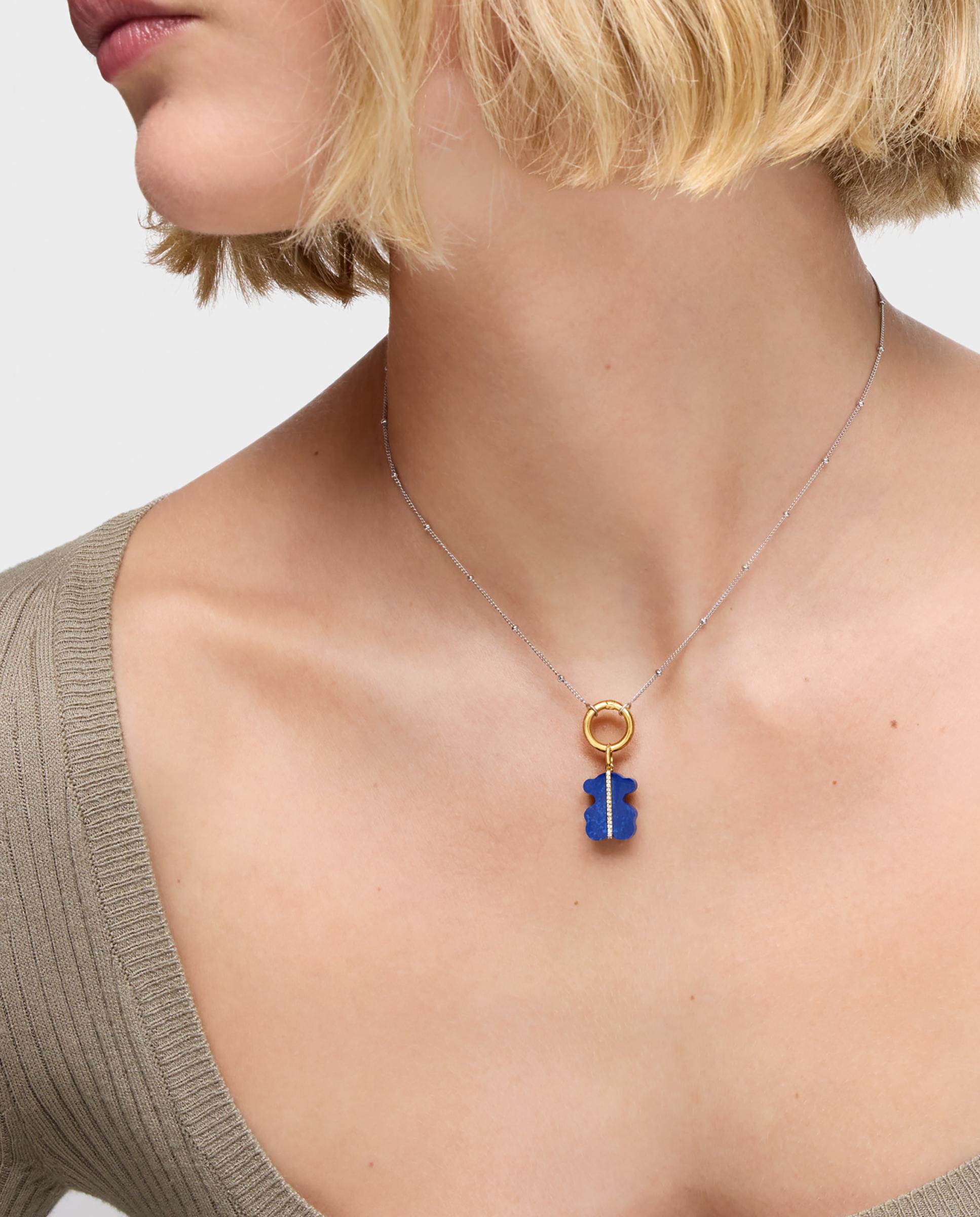 Pendentes Sweet Dolls Urso com Diamantes, Lápis-lazúli e Ouro 14 Kt Azul-5