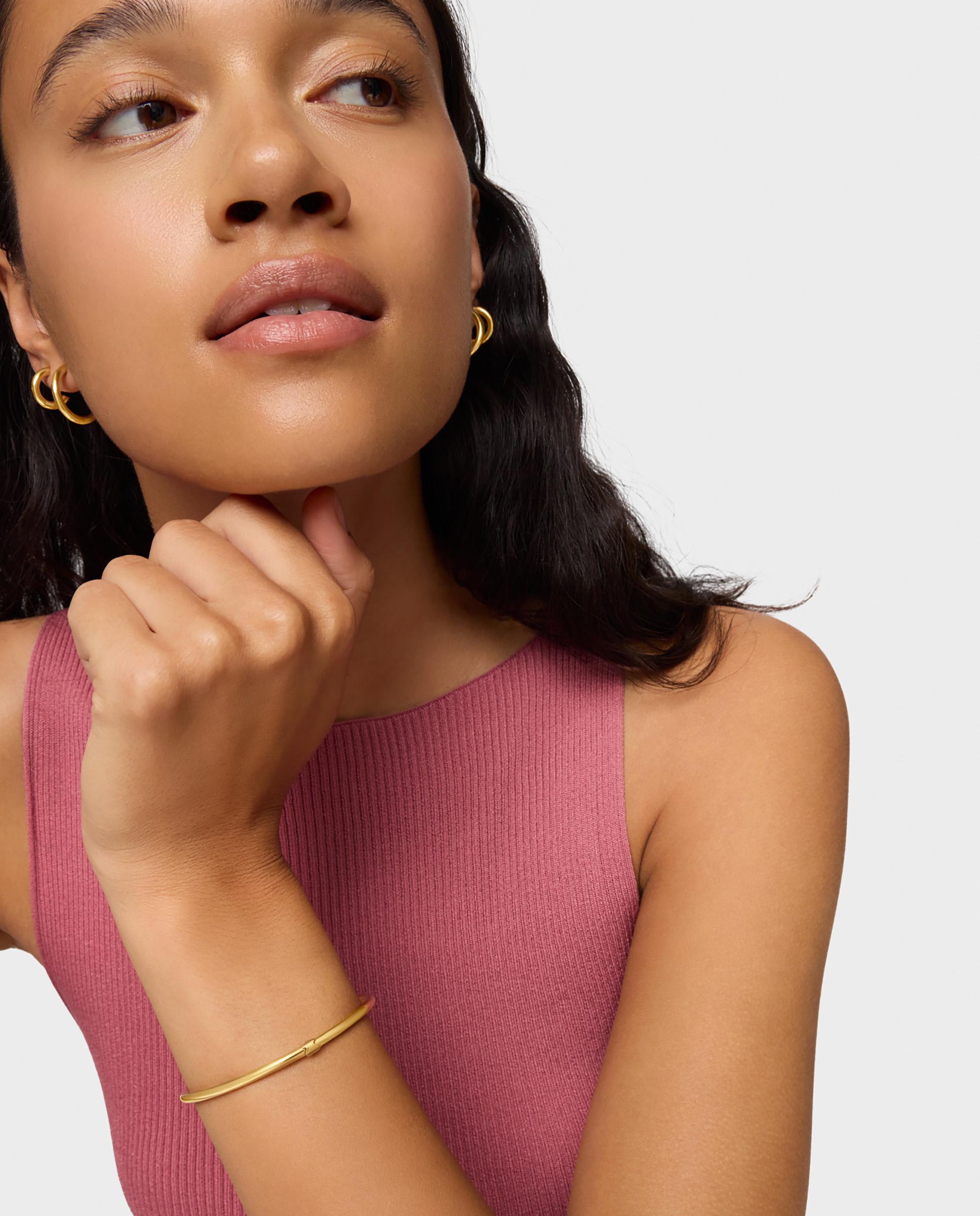 Pulseira Rígida Hold Banhada a Ouro 18 Kt Sobre Prata Dourado-4
