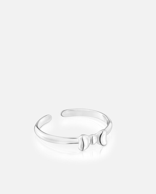 Imagem 0 de Anel de Unhas Ribbon de Prata com Laço