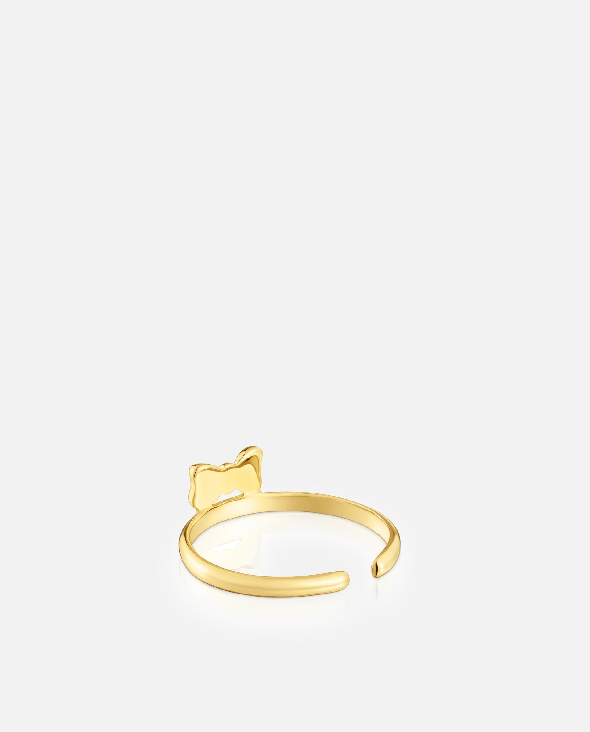 Anel Banhado a Ouro 18 Kt Sobre Prata Ribbon com Motivo Laço Dourado-2