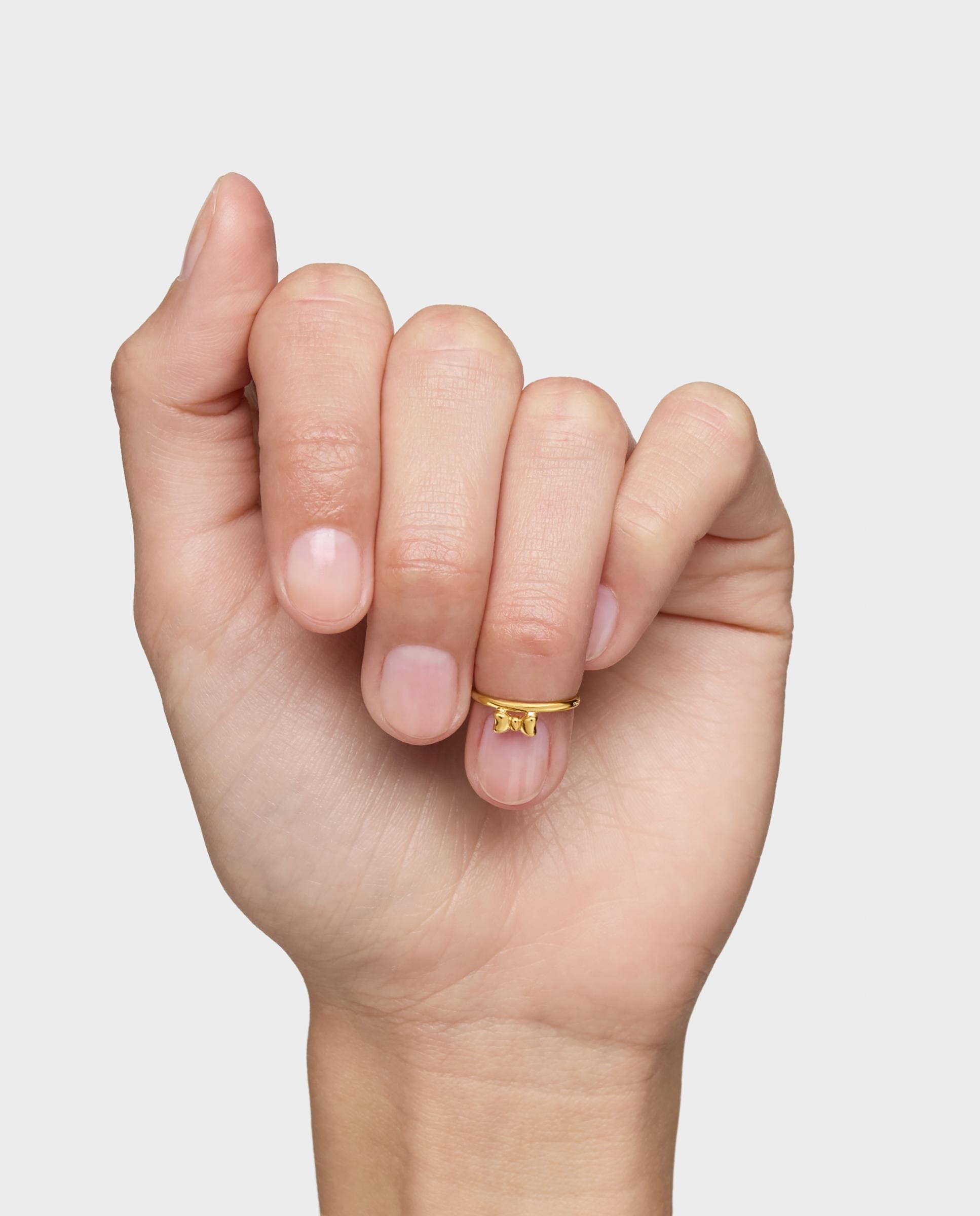 Anel Banhado a Ouro 18 Kt Sobre Prata Ribbon com Motivo Laço Dourado-5