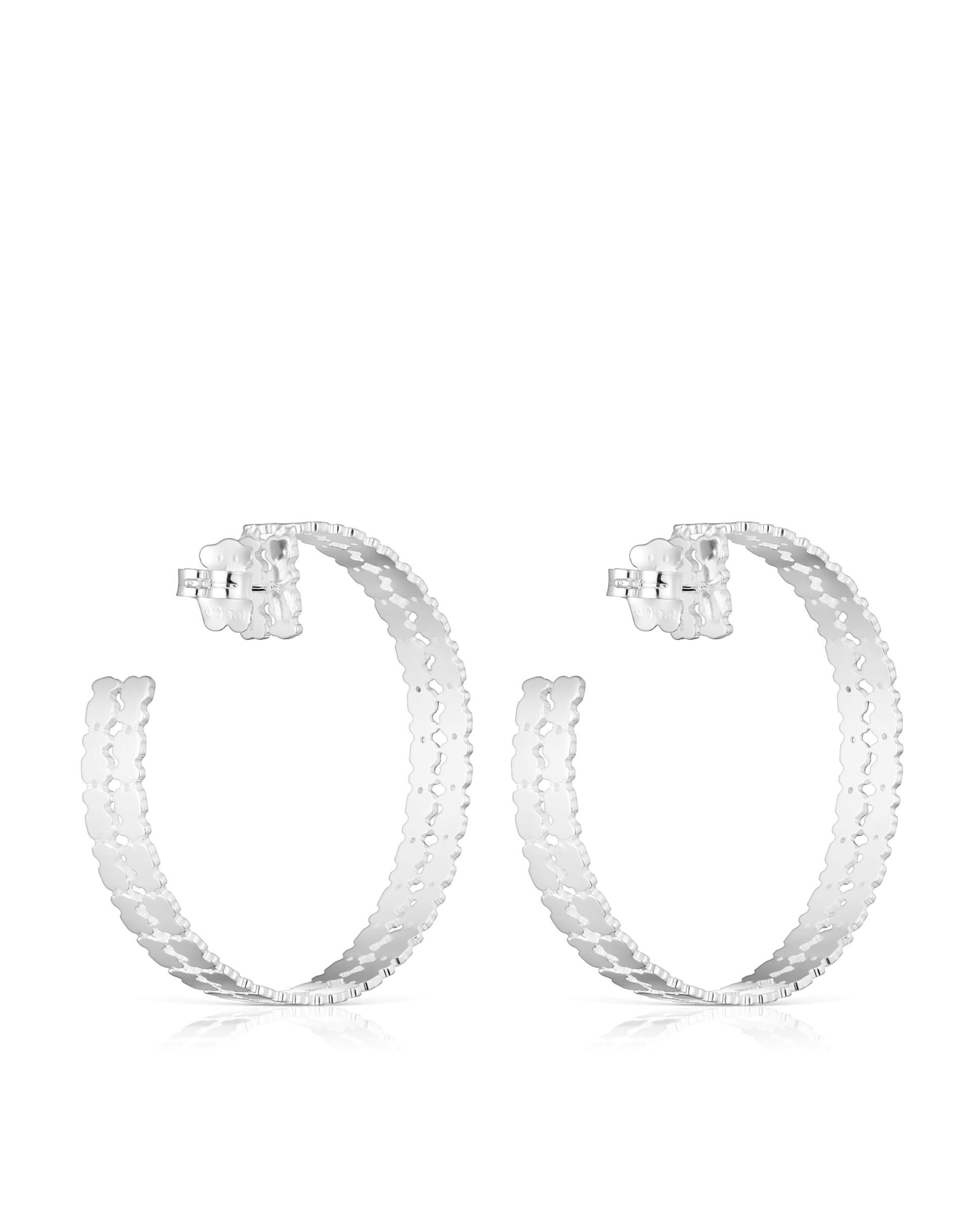 Brincos de Aro Sweet 40s de Prata 45 Mm Prateado-3
