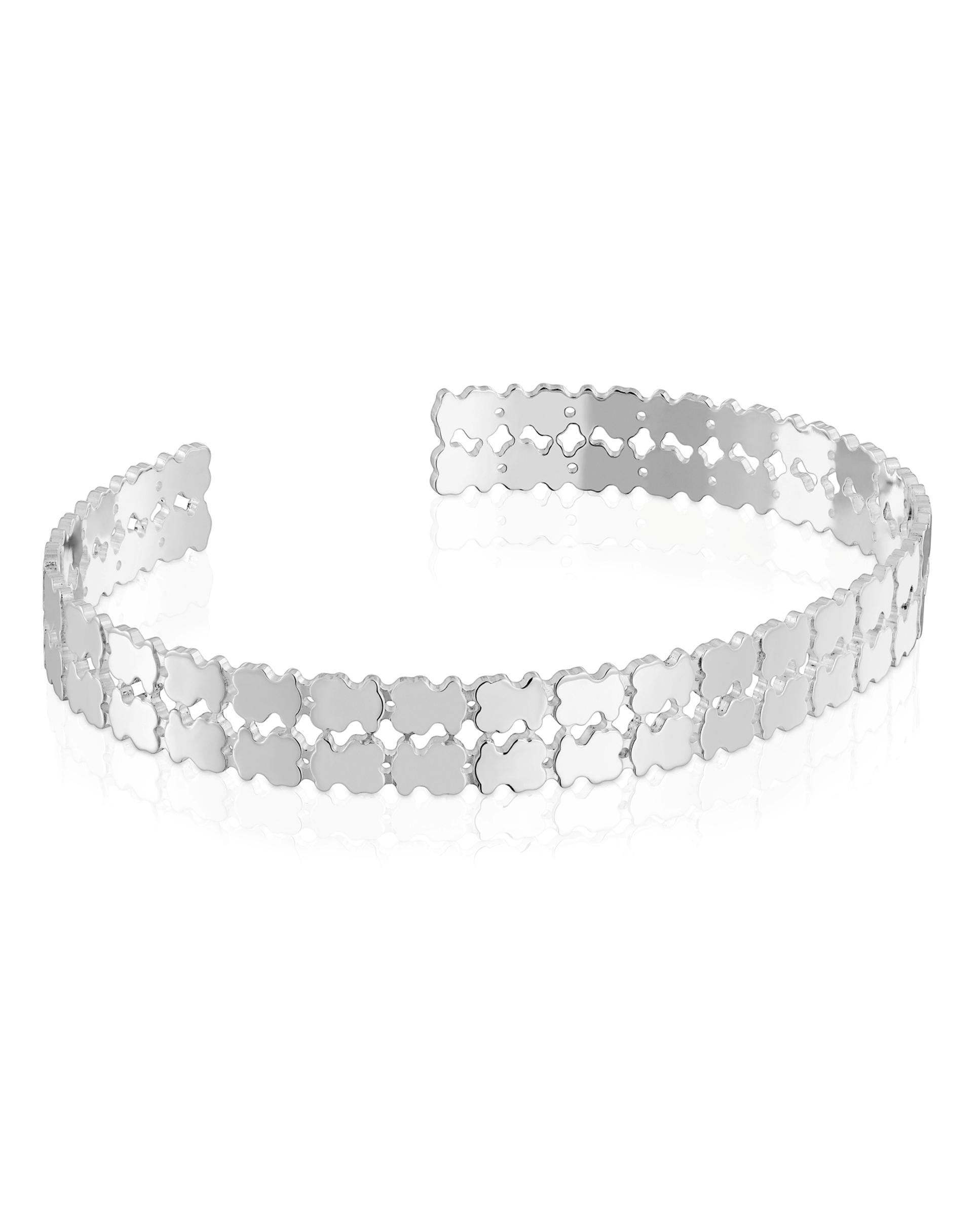 Pulseira Rígida Sweet 40s Pequena de Prata Prateado-1