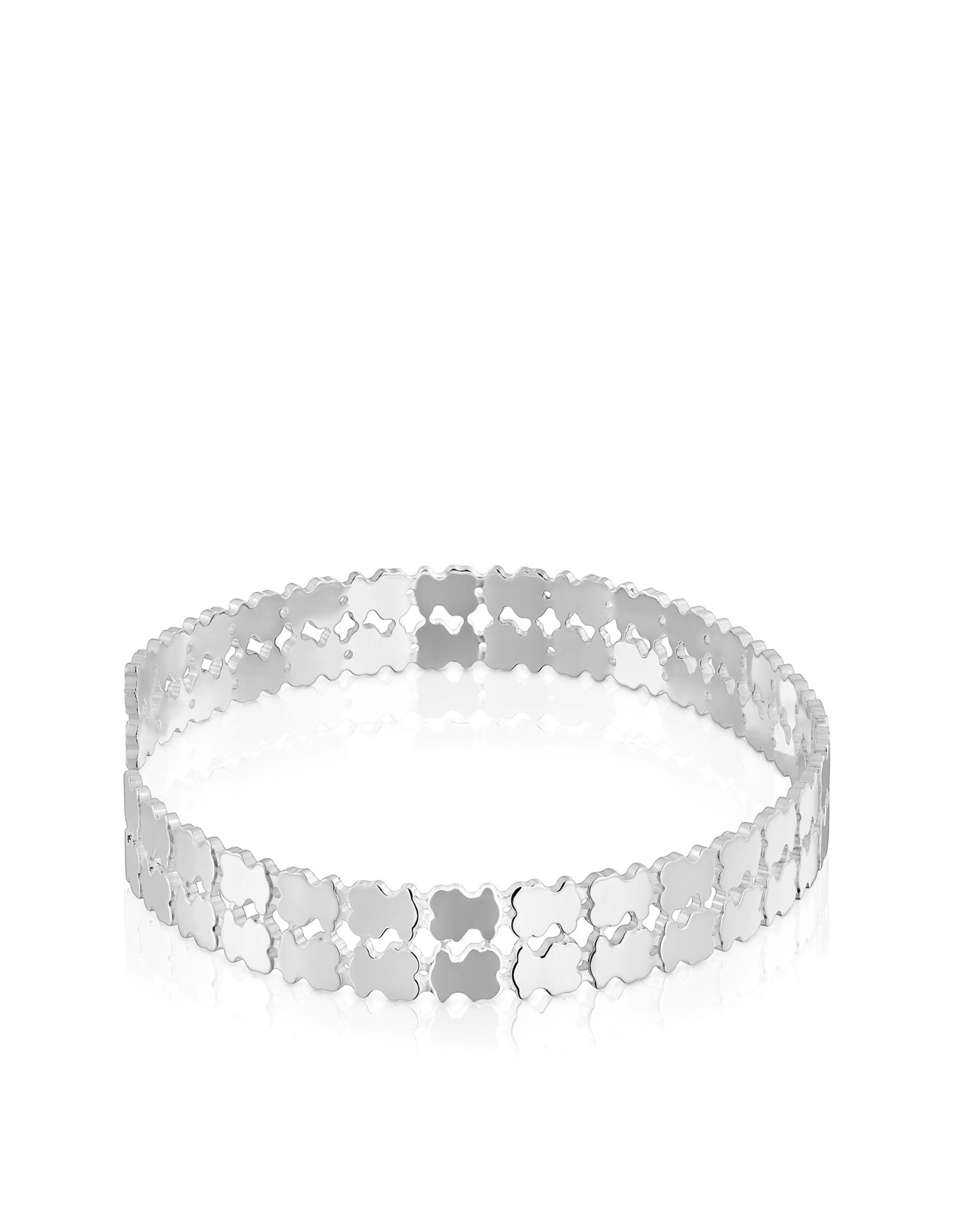 Pulseira Rígida Sweet 40s Pequena de Prata Prateado-2
