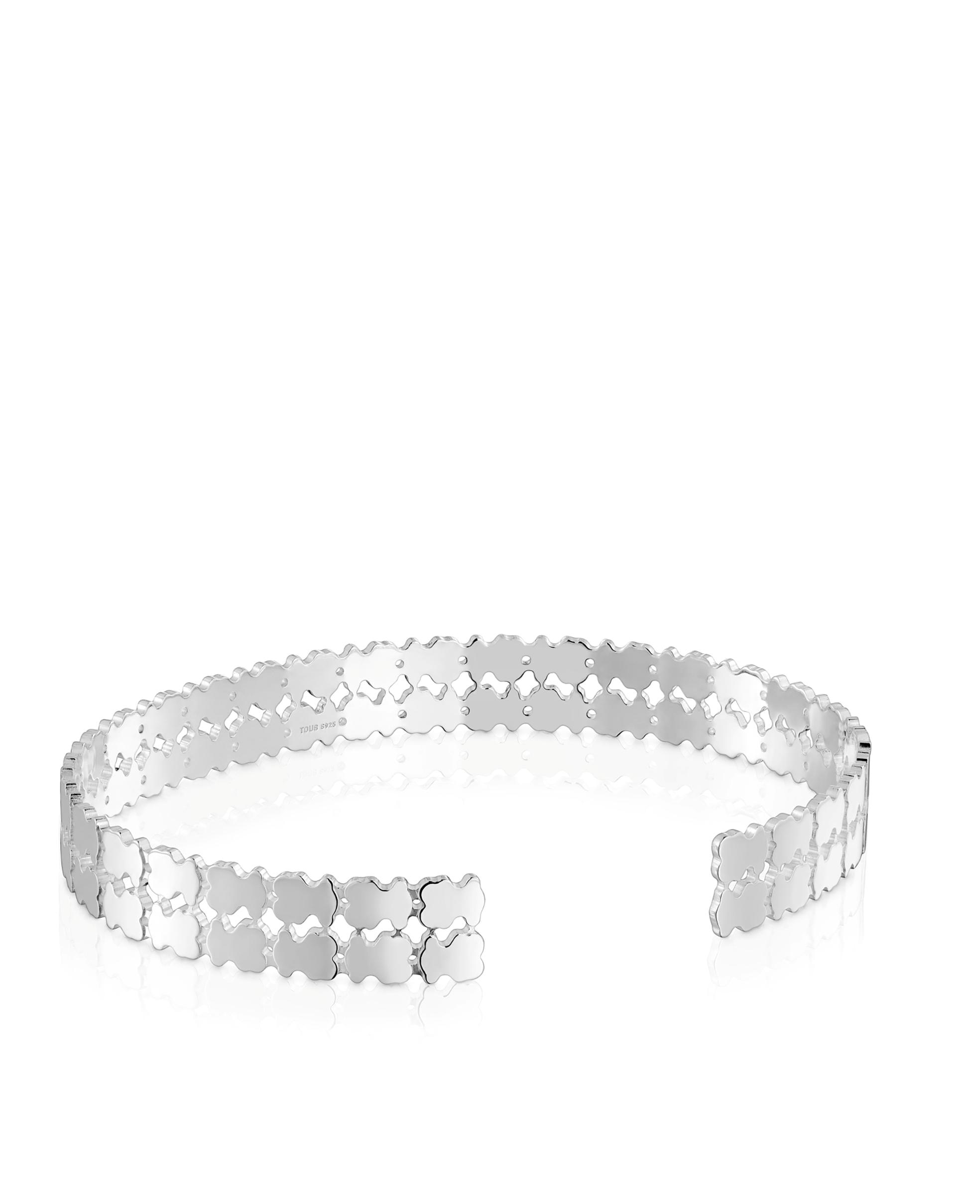 Pulseira Rígida Sweet 40s Pequena de Prata Prateado-3