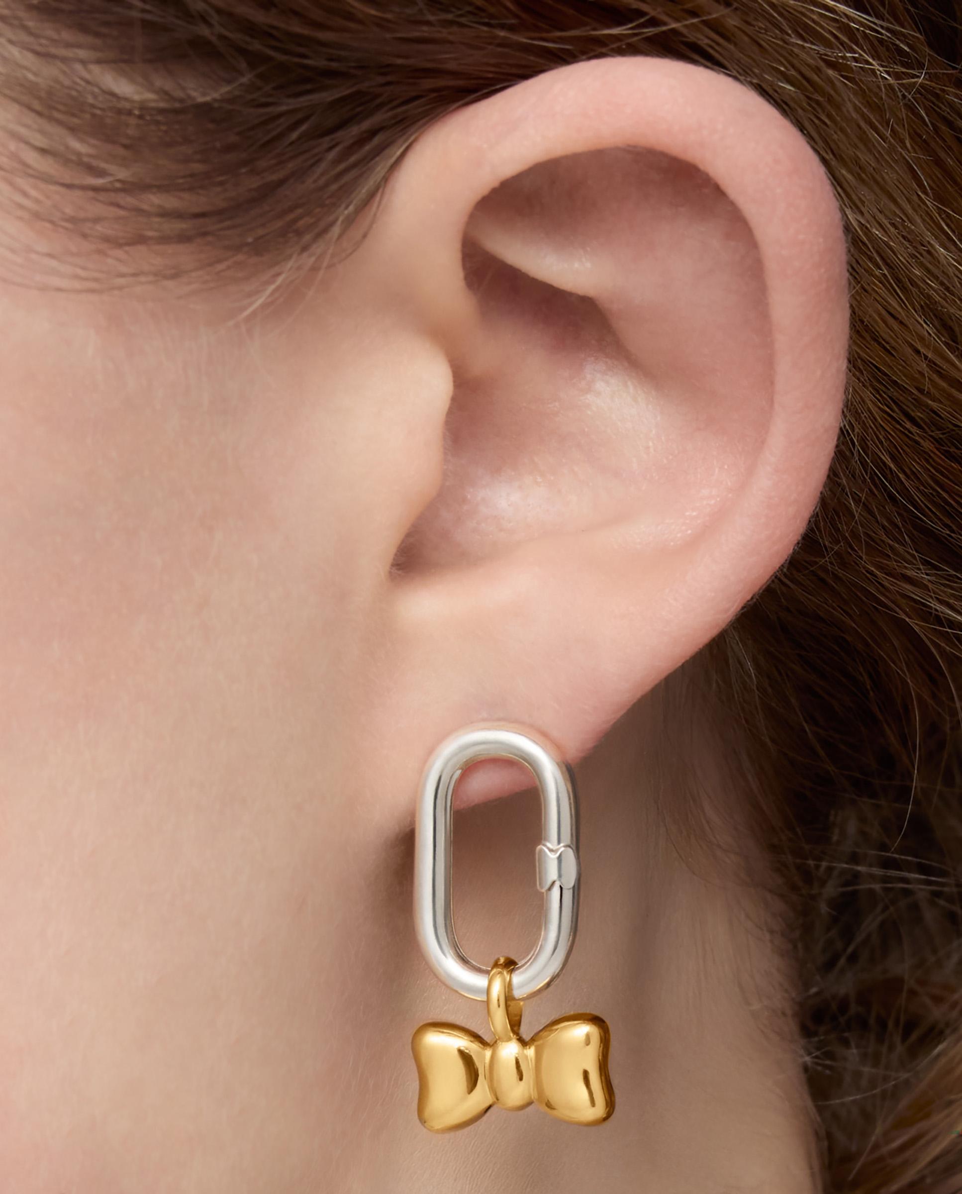 Pendentes Ribbon Laço com Argola Banhado a Ouro 18 Kt Sobre Prata 15 Mm Dourado-6