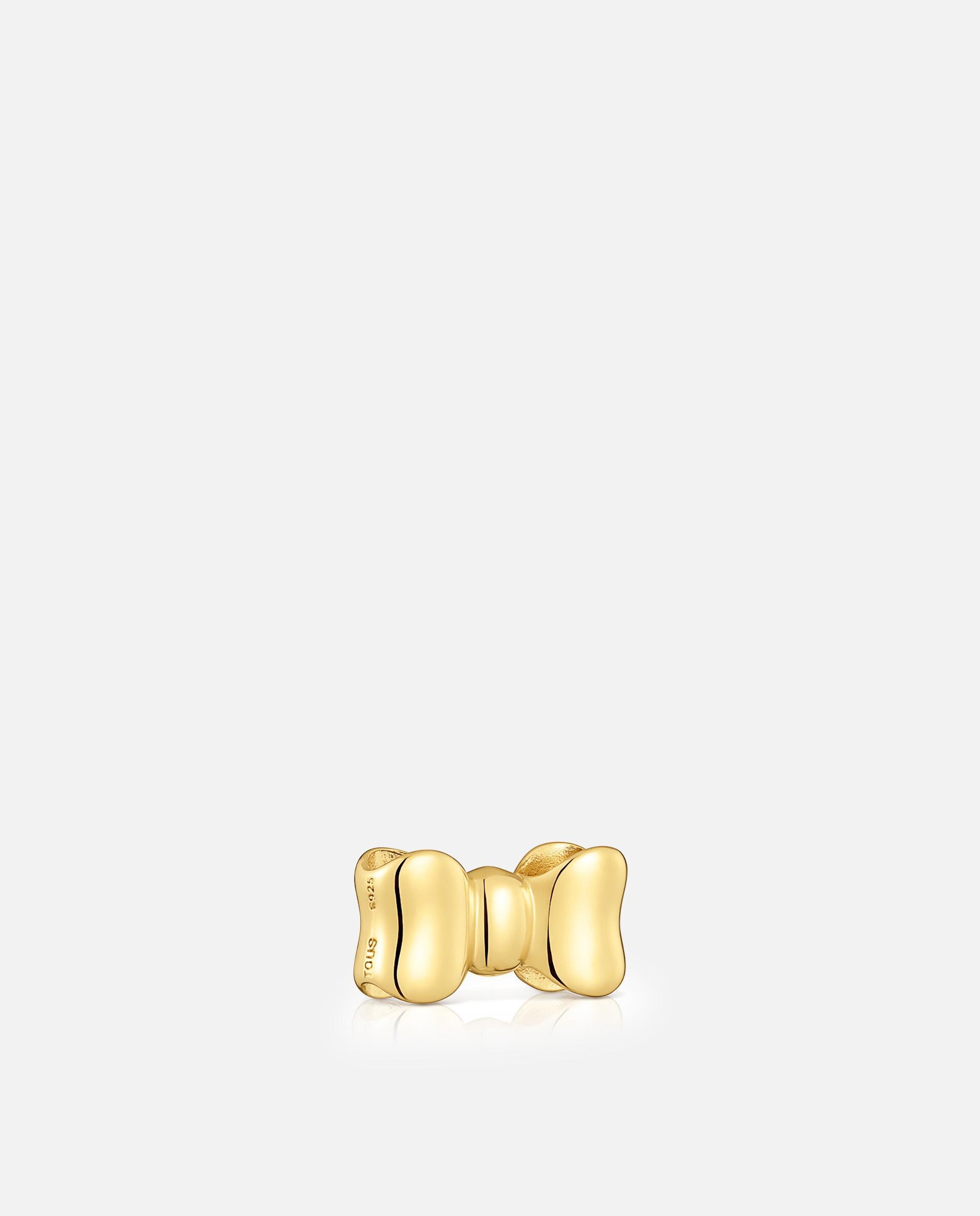 Pendente Ribbon Laço Banhado em Ouro 18 Kt Sobre Prata 15 Mm Dourado-3