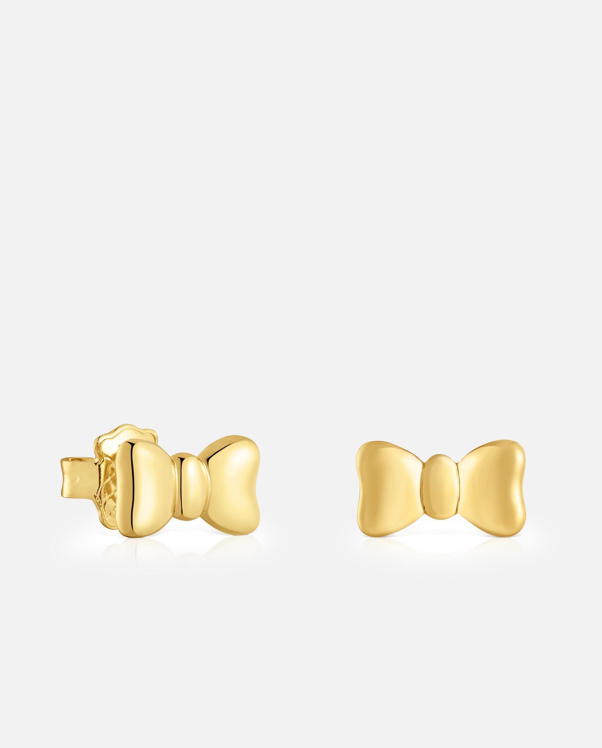 Brincos Ribbon Laço Banhados a Ouro 18 Kt Sobre Prata Dourado-1