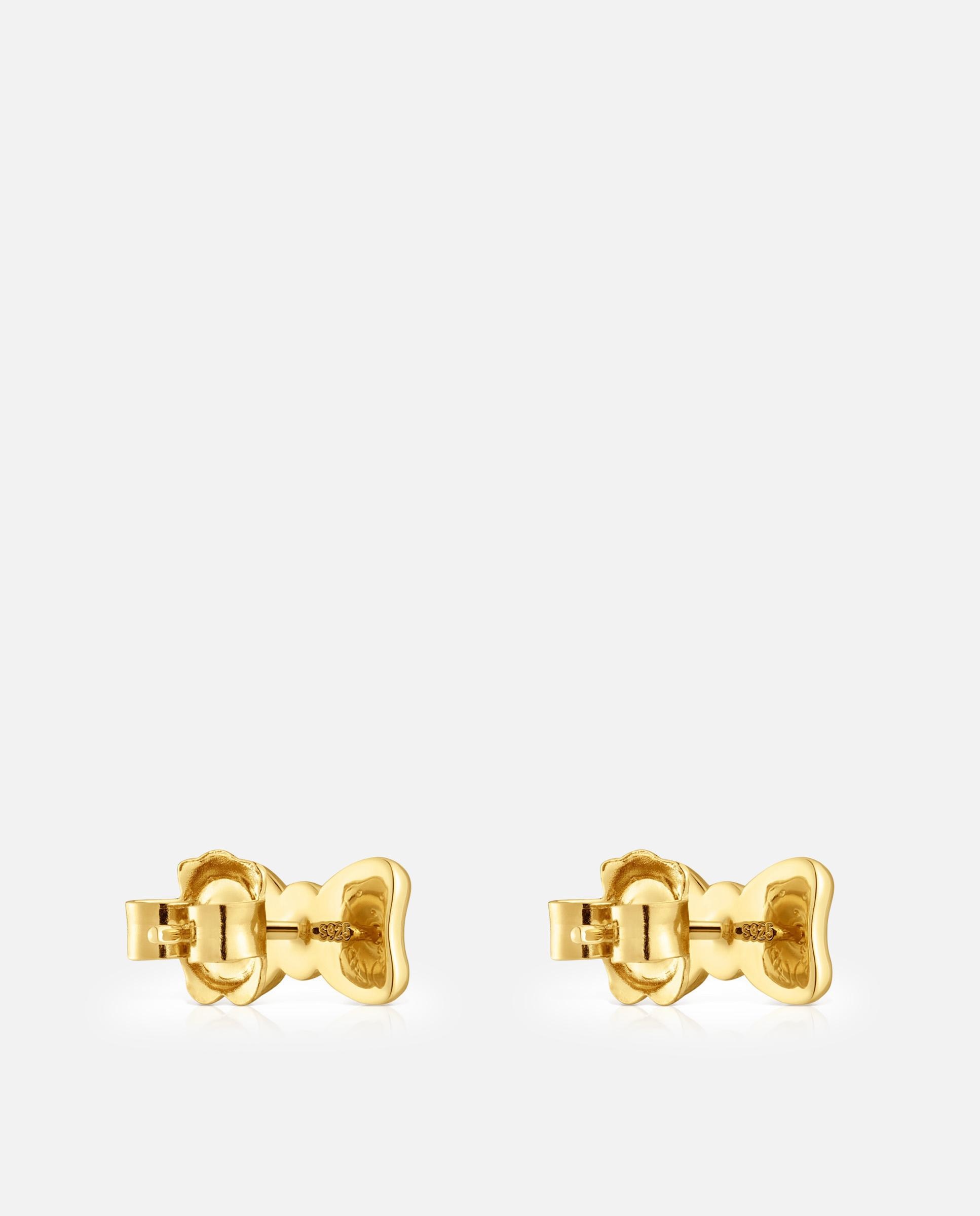 Brincos Ribbon Laço Banhados a Ouro 18 Kt Sobre Prata Dourado-3
