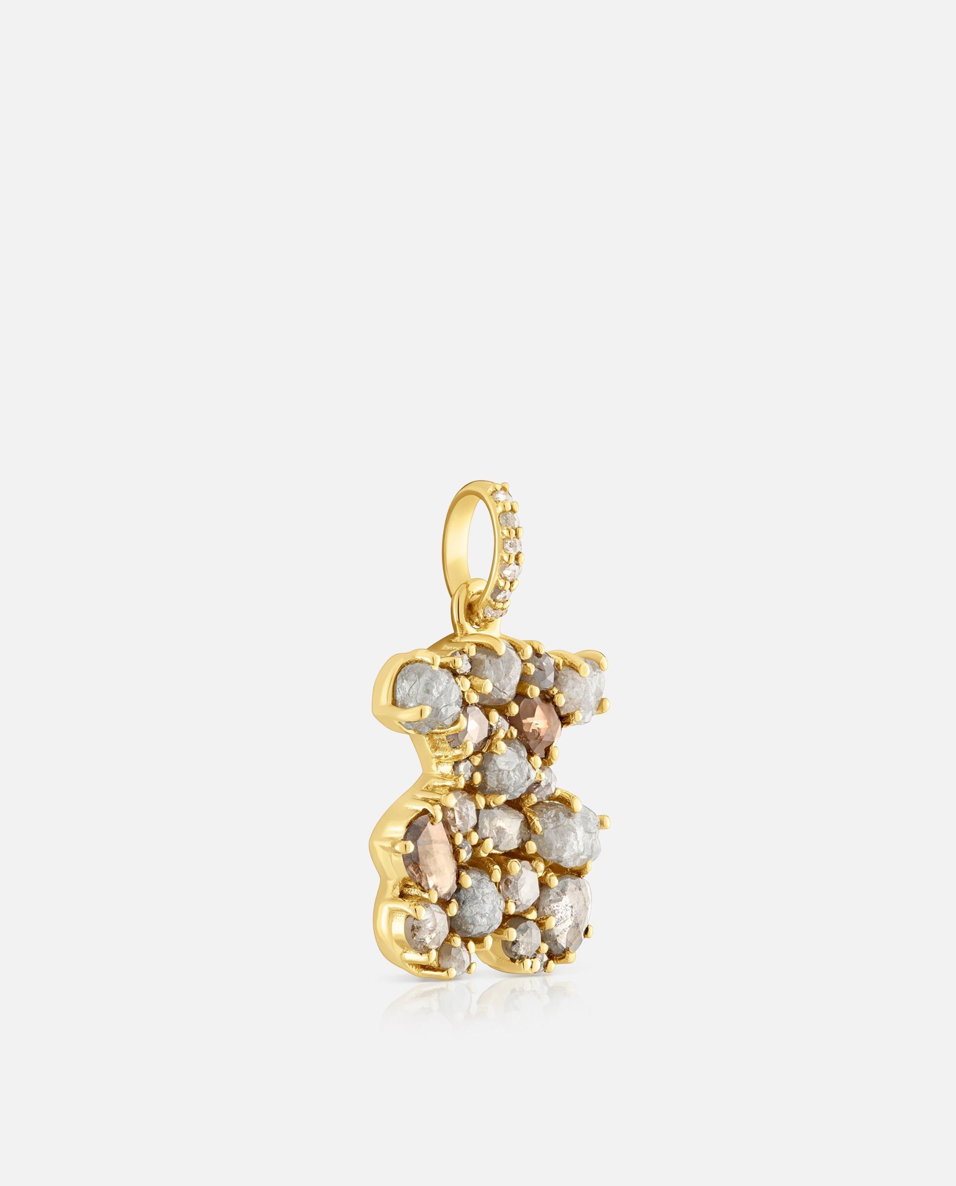 Pendente Sweet 40s Urso Banhado em Ouro 18 Kt Sobre Prata e Diamantes Branco-2