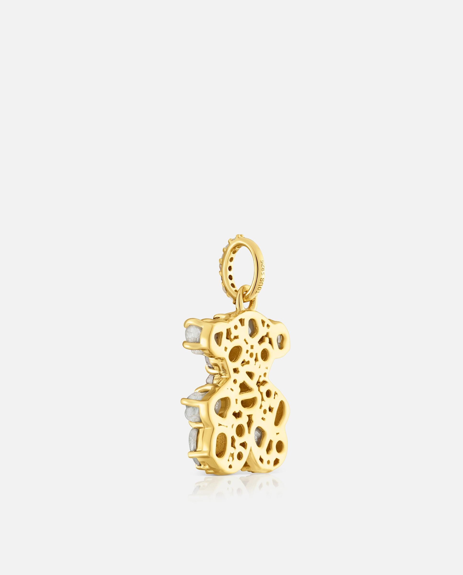 Pendente Sweet 40s Urso Banhado em Ouro 18 Kt Sobre Prata e Diamantes Branco-3