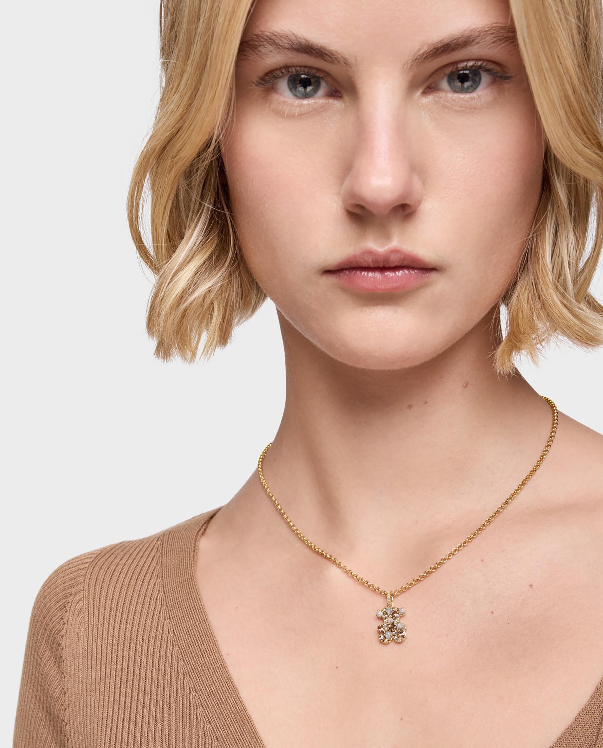 Pendente Sweet 40s Urso Banhado em Ouro 18 Kt Sobre Prata e Diamantes Branco-4