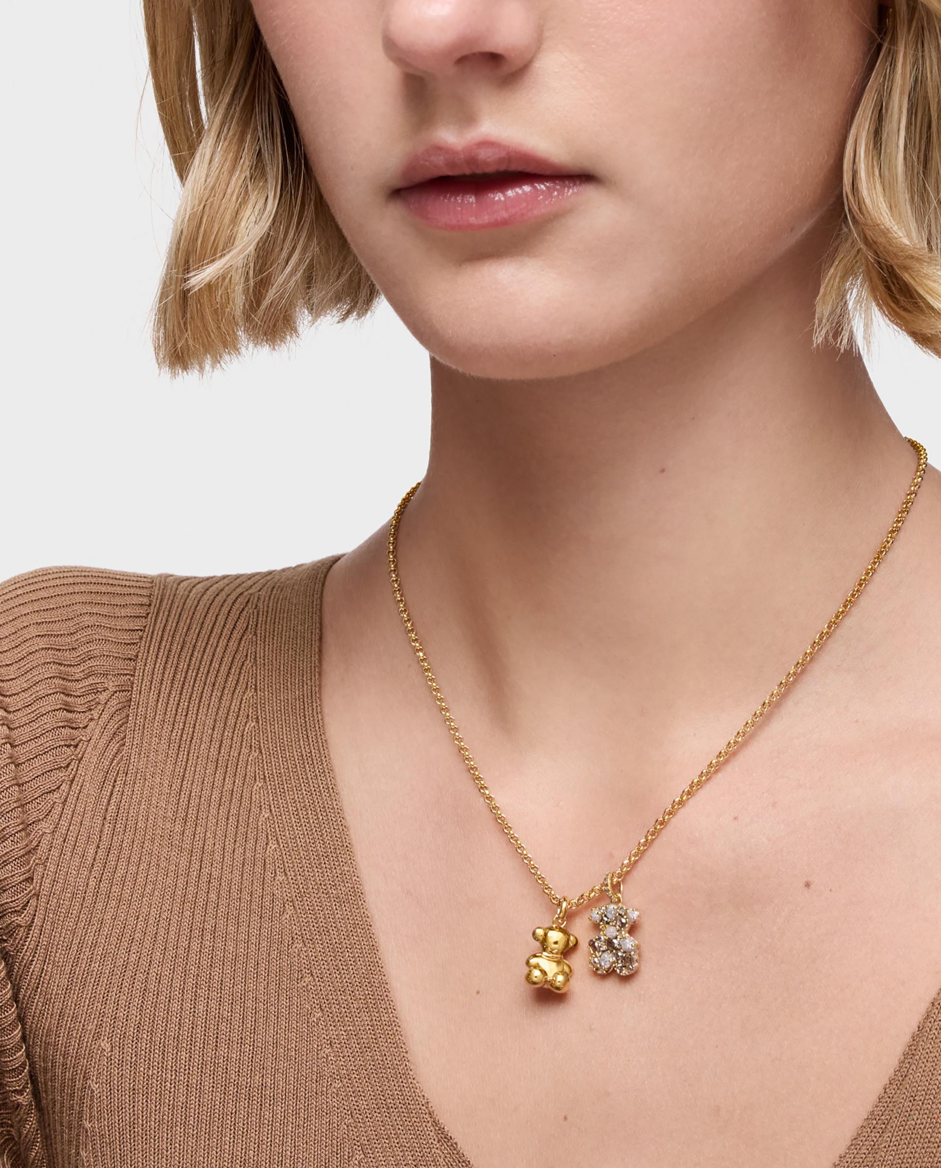Pendente Sweet 40s Urso Banhado em Ouro 18 Kt Sobre Prata e Diamantes Branco-5
