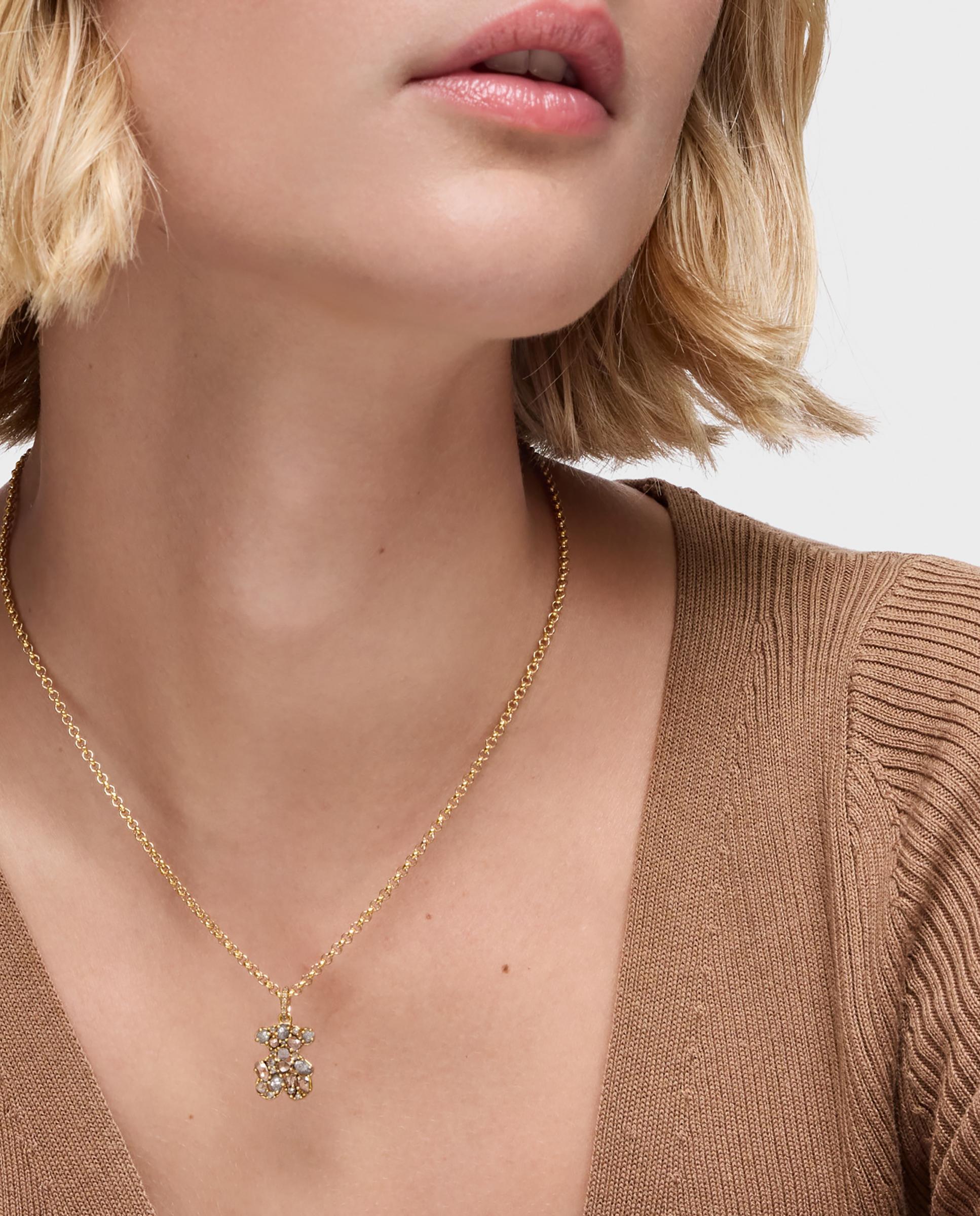Pendente Sweet 40s Urso Banhado em Ouro 18 Kt Sobre Prata e Diamantes Branco-6