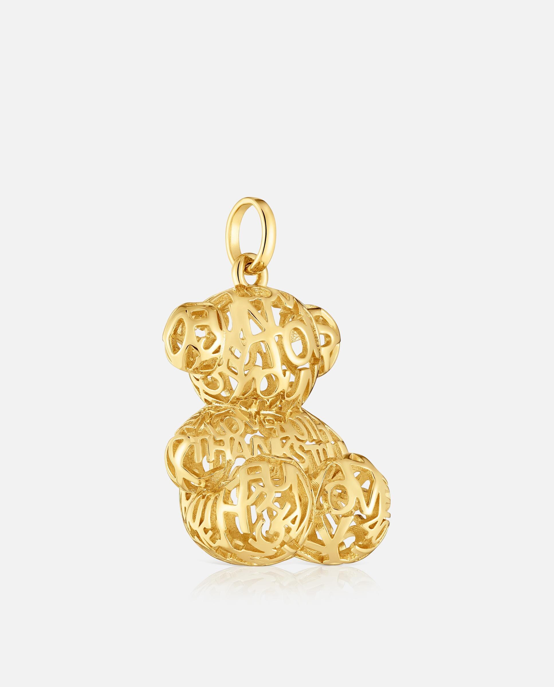Pendente Bold Bear Urso Perfurado Banhado em Ouro 18 Kt Sobre Prata Branco-2