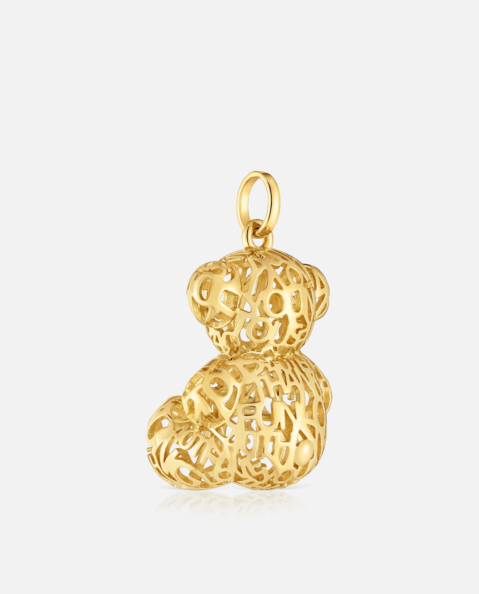 Pendente Bold Bear Urso Perfurado Banhado em Ouro 18 Kt Sobre Prata Branco-3