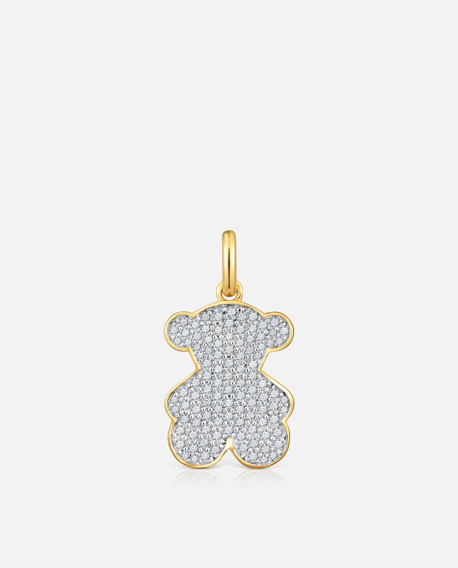 Pendente Sweet Dolls Urso Banhado em Ouro 18 Kt Sobre Prata e Diamantes Branco-1