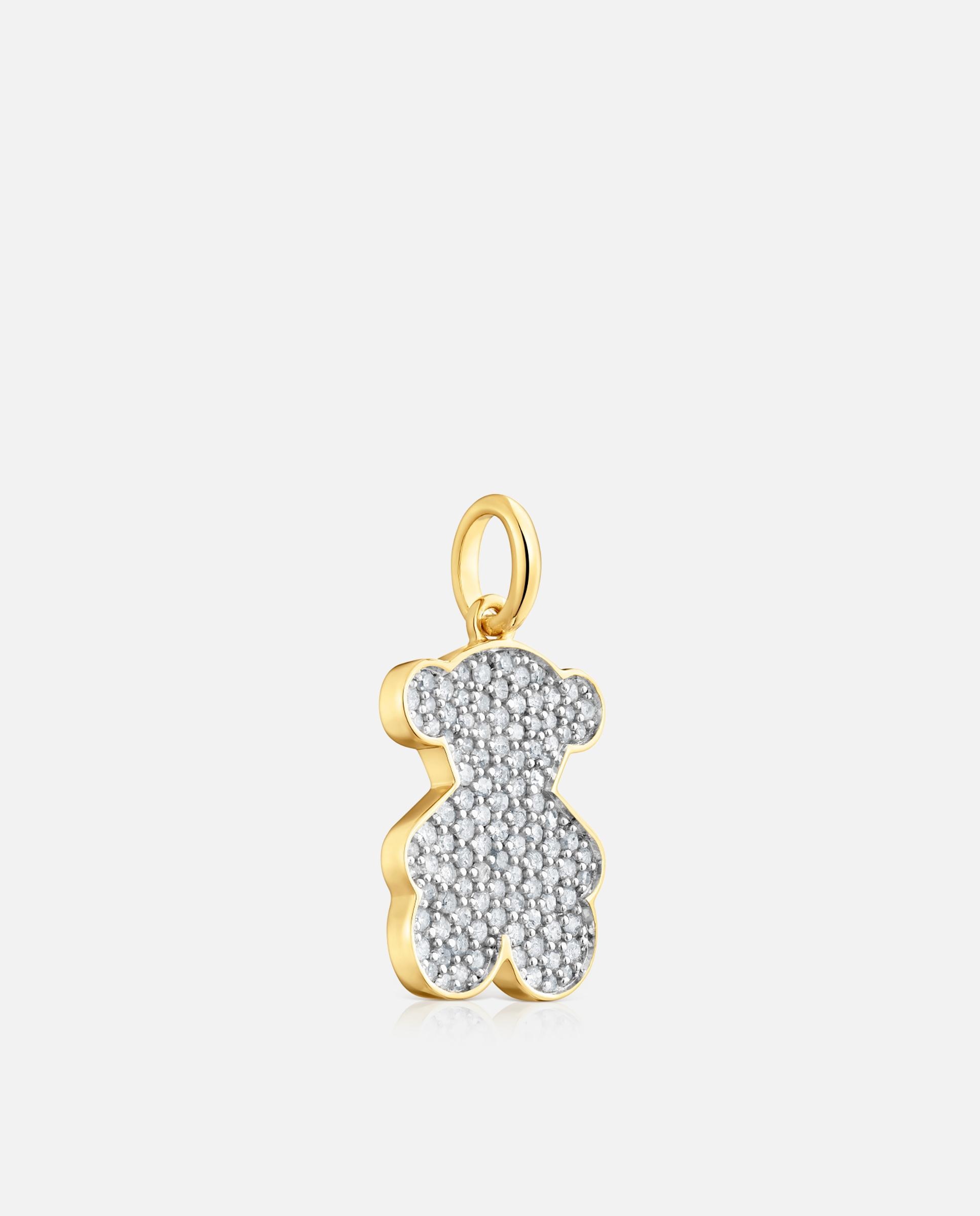 Pendente Sweet Dolls Urso Banhado em Ouro 18 Kt Sobre Prata e Diamantes Branco-2