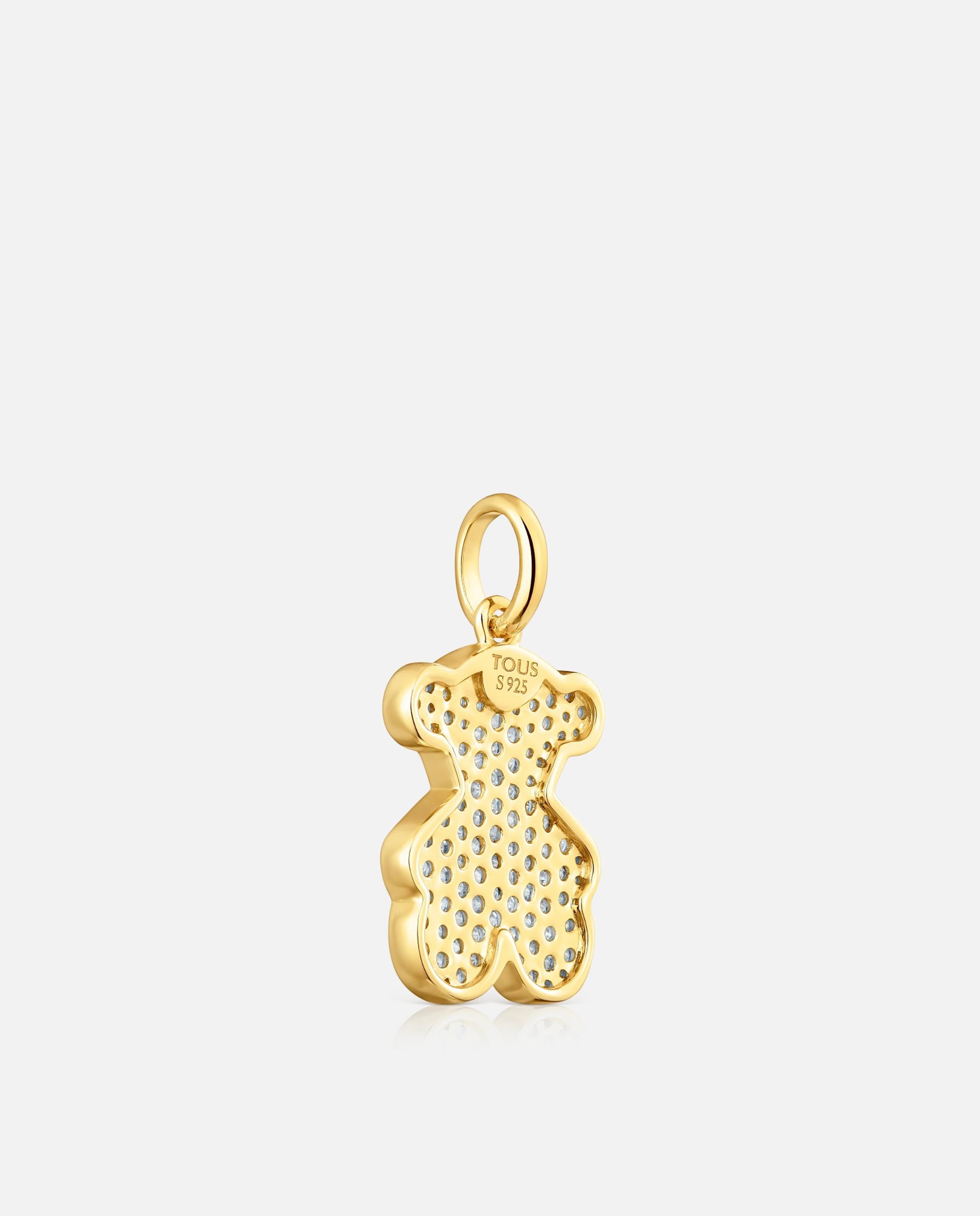Pendente Sweet Dolls Urso Banhado em Ouro 18 Kt Sobre Prata e Diamantes Branco-3