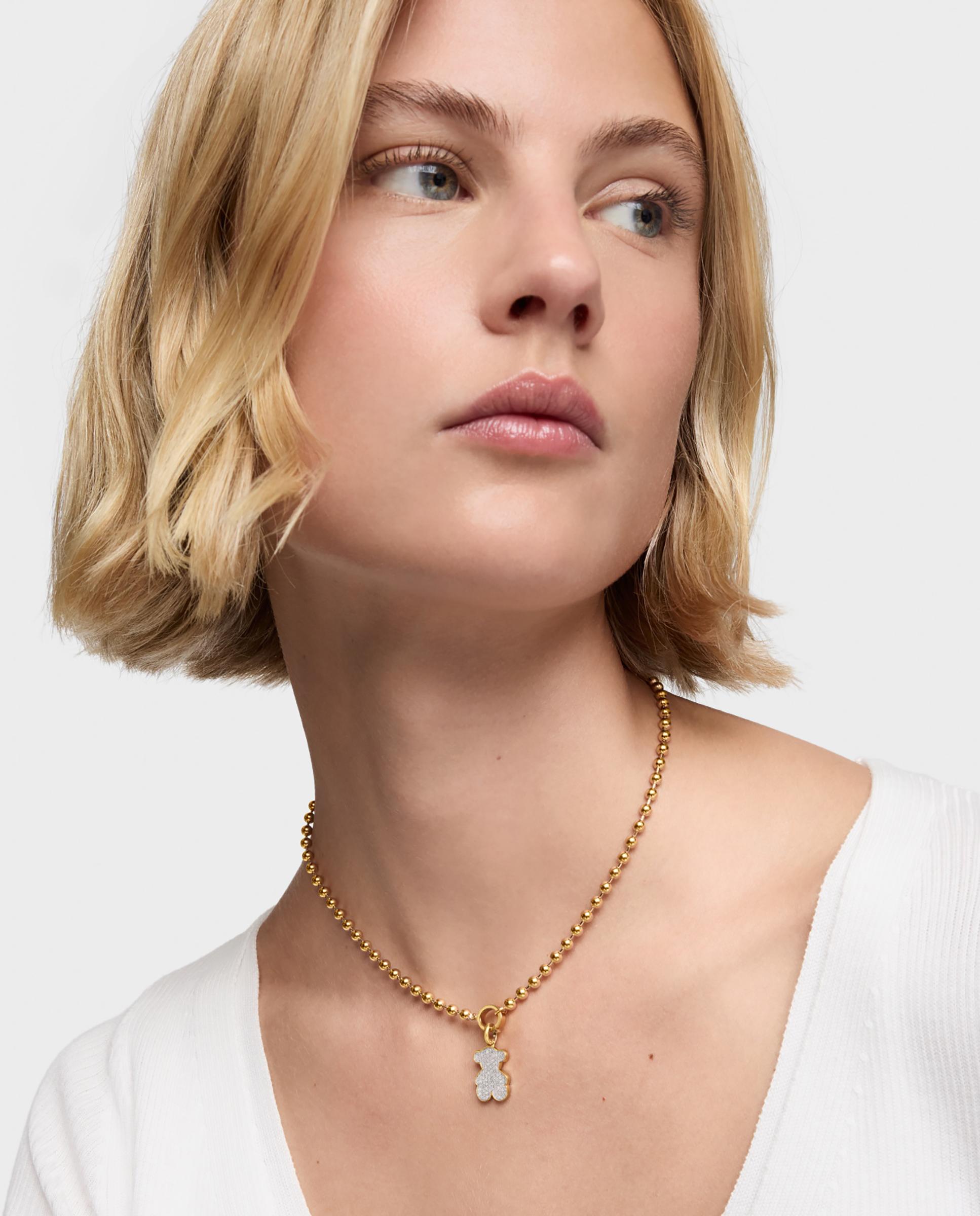 Pendente Sweet Dolls Urso Banhado em Ouro 18 Kt Sobre Prata e Diamantes Branco-4