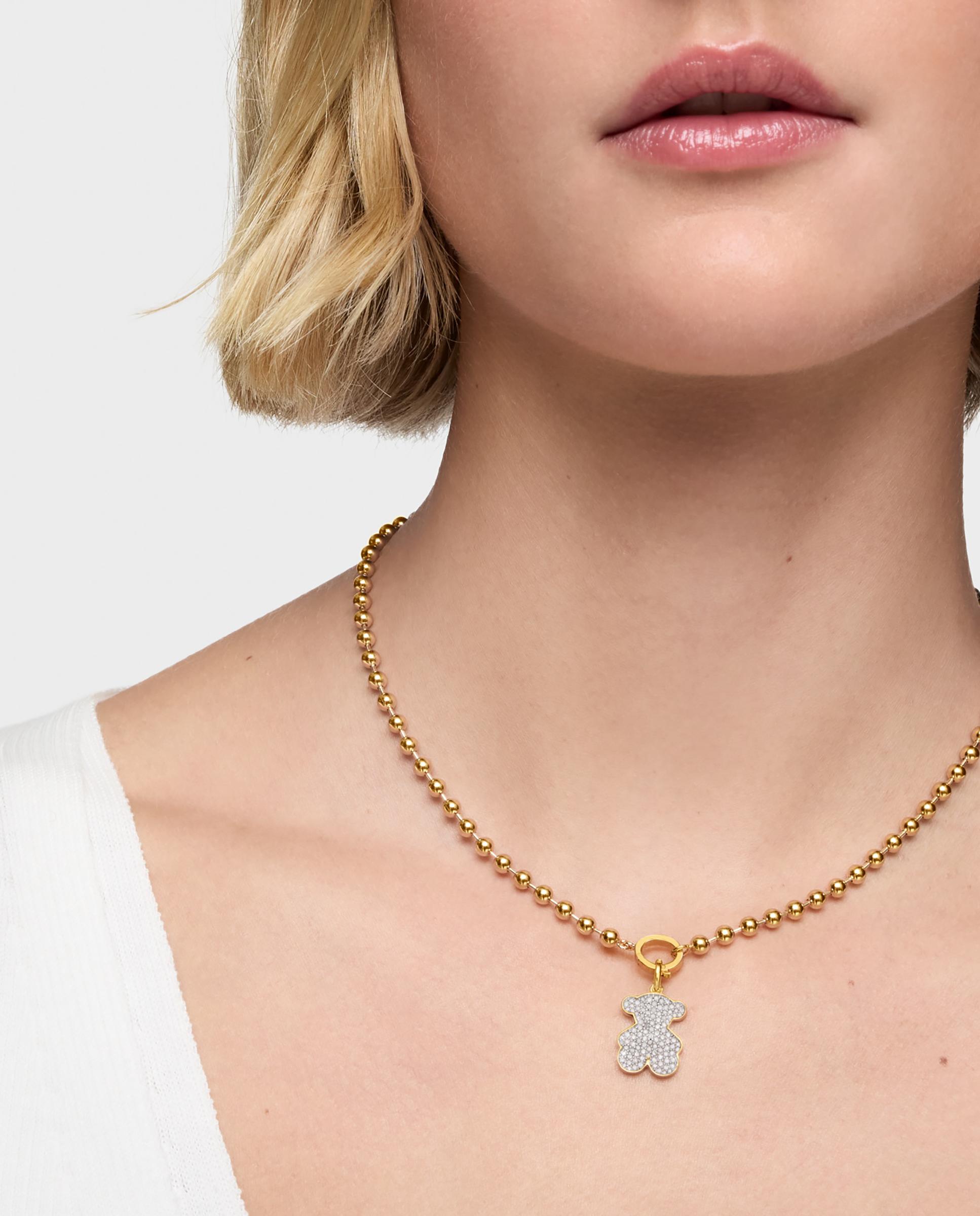 Pendente Sweet Dolls Urso Banhado em Ouro 18 Kt Sobre Prata e Diamantes Branco-6