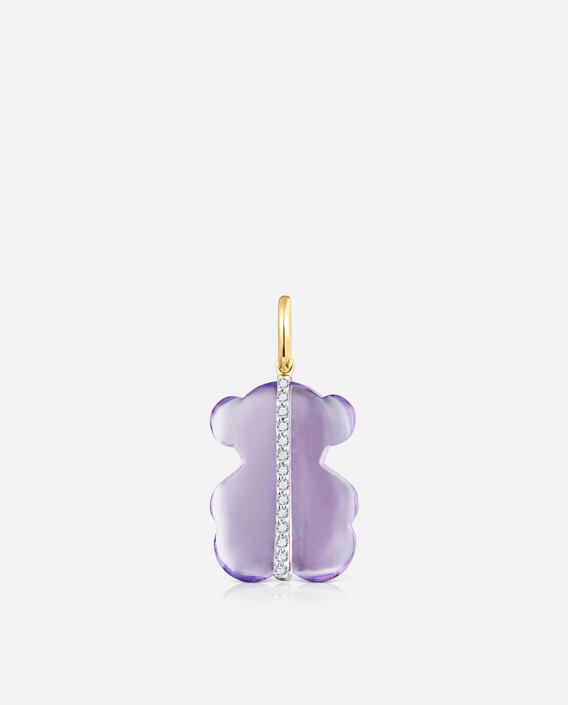 Pendente Sweet Dolls Urso com Diamantes, Ametista e Ouro 14 Kt Roxo-pastel-1