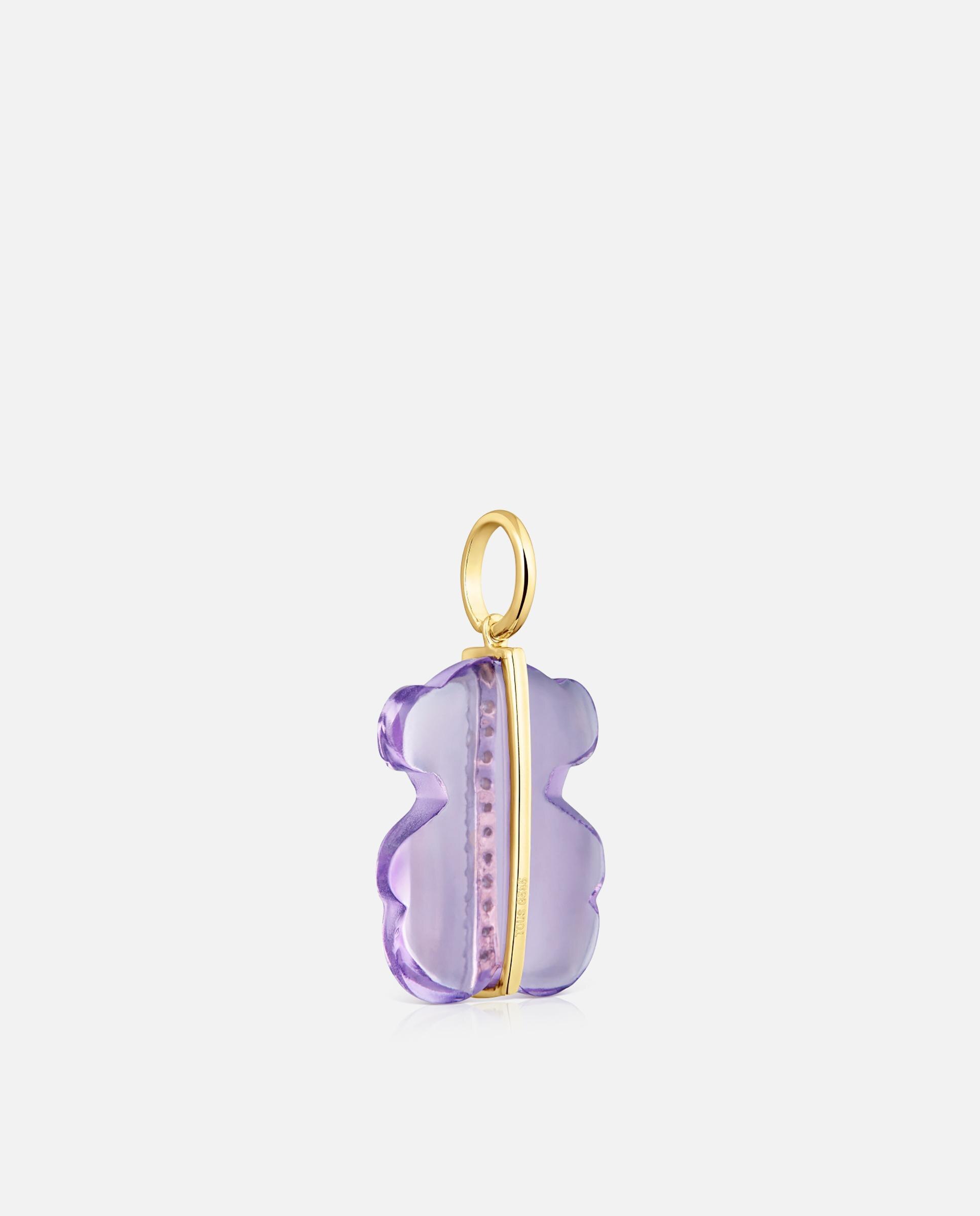 Pendente Sweet Dolls Urso com Diamantes, Ametista e Ouro 14 Kt Roxo-pastel-3