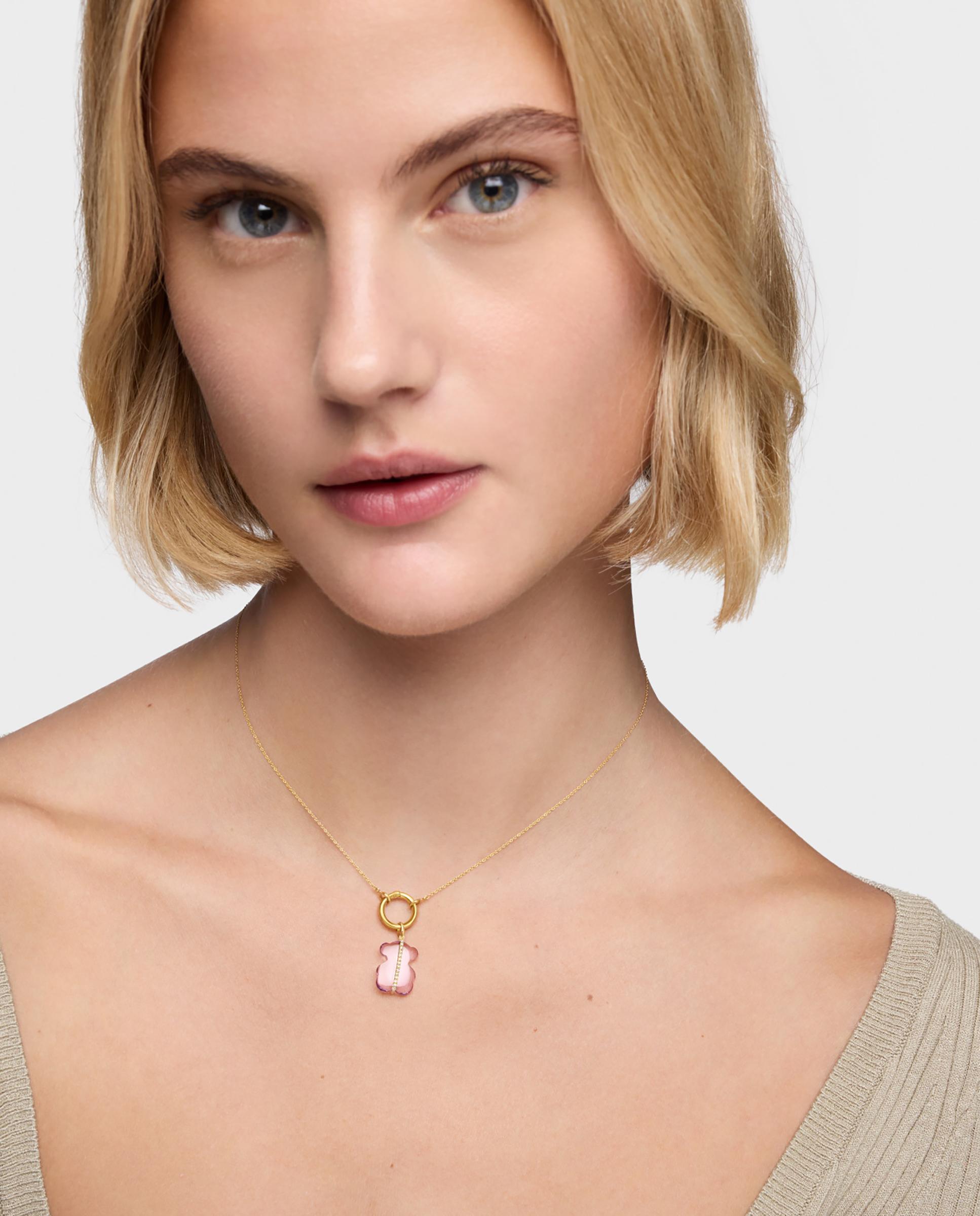 Pendente Sweet Dolls Urso com Diamantes, Ametista e Ouro 14 Kt Roxo-pastel-4